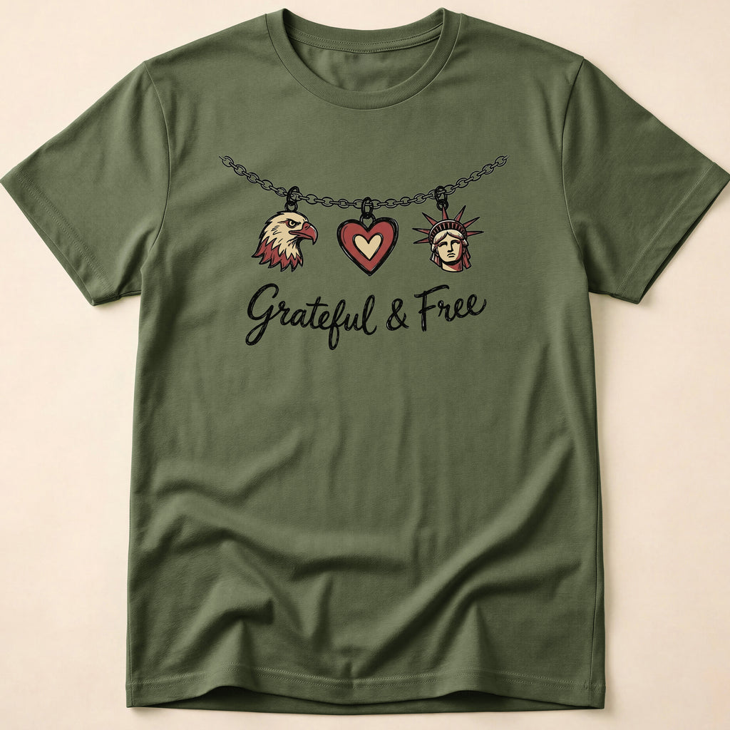 Grateful & Free Patriotic Charm Necklace T-Shirt
