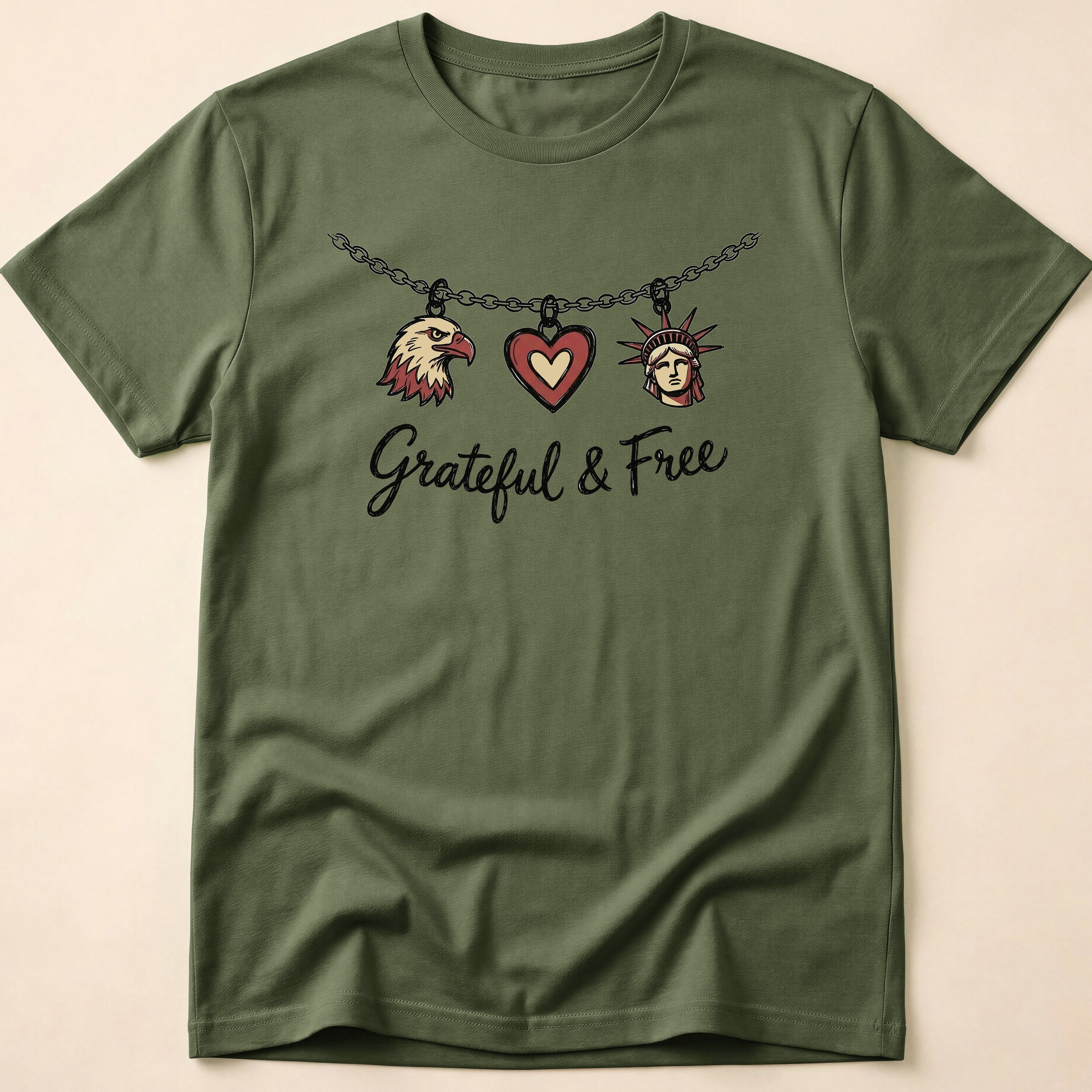 Grateful & Free Patriotic Charm Necklace T-Shirt