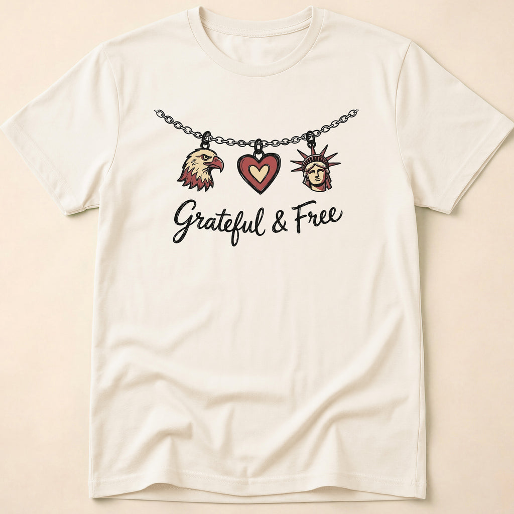 Grateful & Free Patriotic Charm Necklace T-Shirt