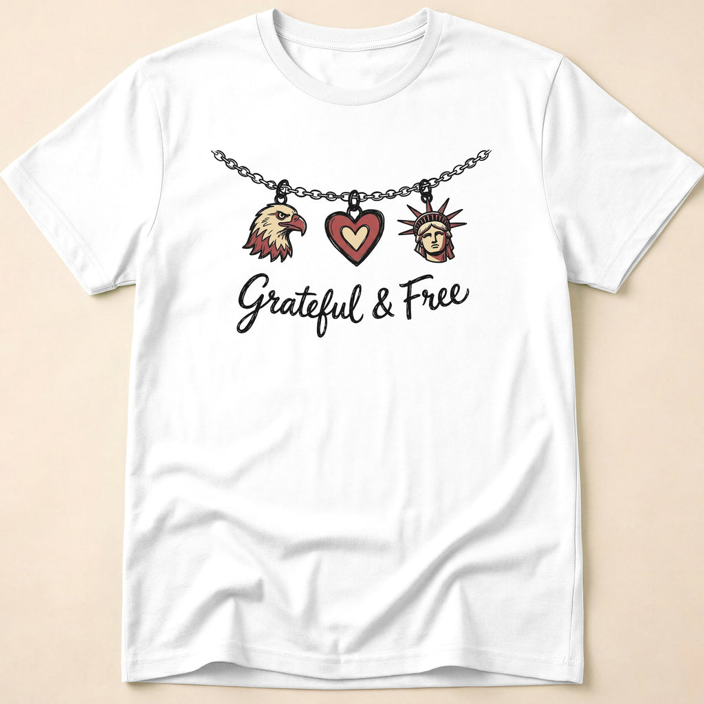 Grateful & Free Patriotic Charm Necklace T-Shirt