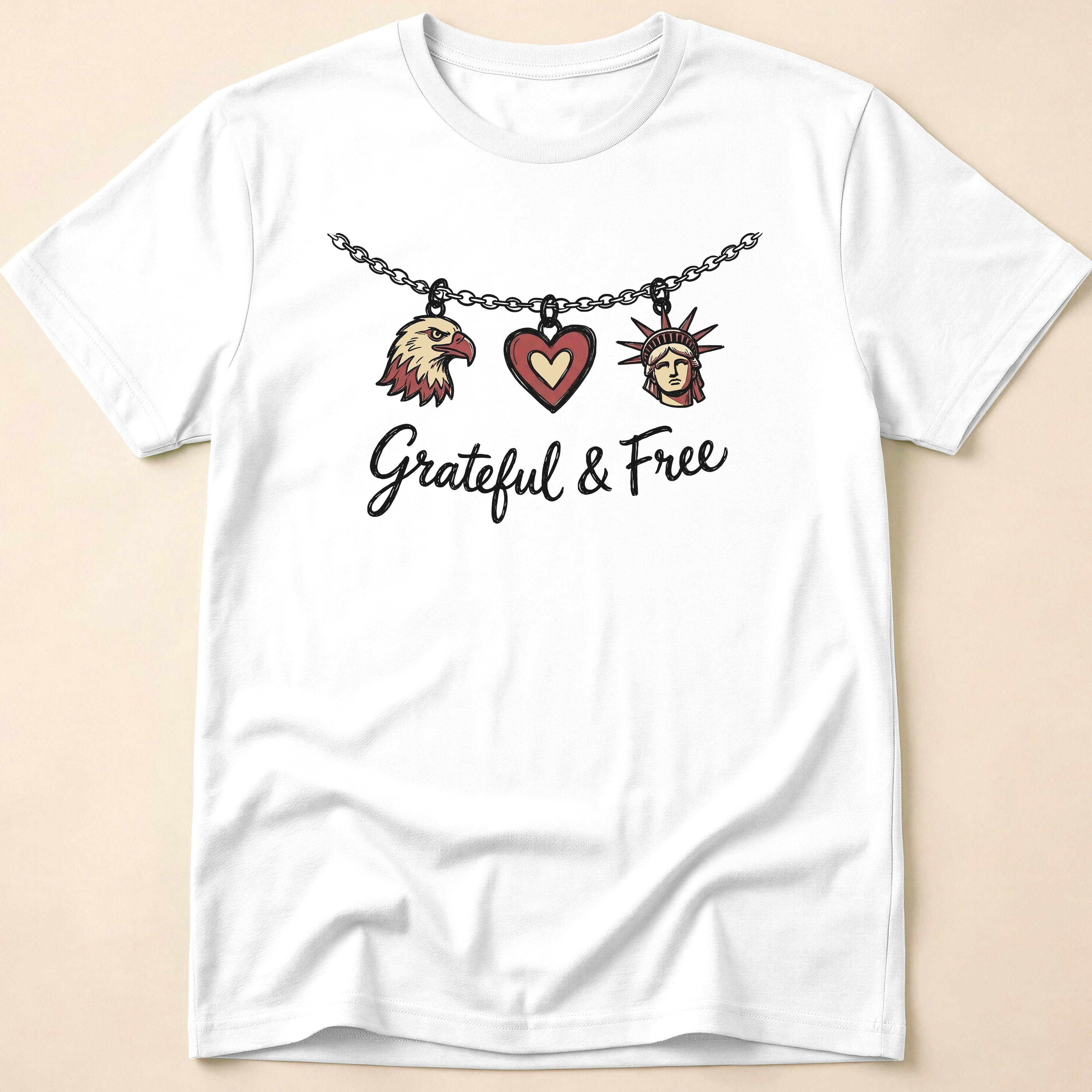 Grateful & Free Patriotic Charm Necklace T-Shirt