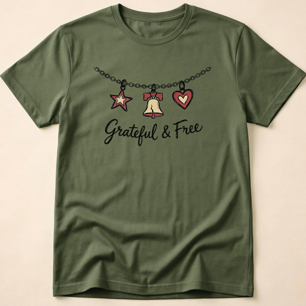 Grateful & Free Liberty Bell Charm Necklace T-Shirt