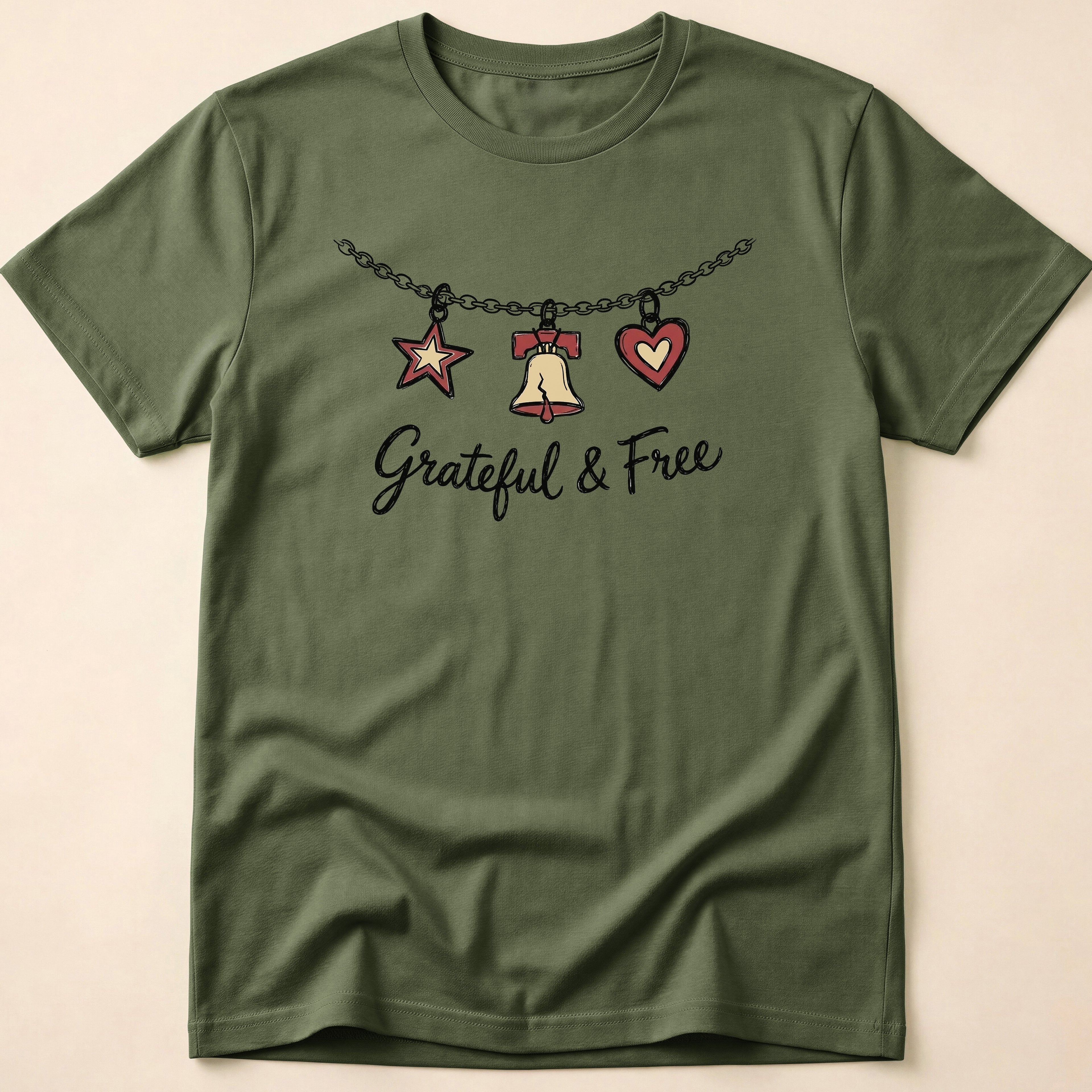 Grateful & Free Liberty Bell Charm Necklace T-Shirt
