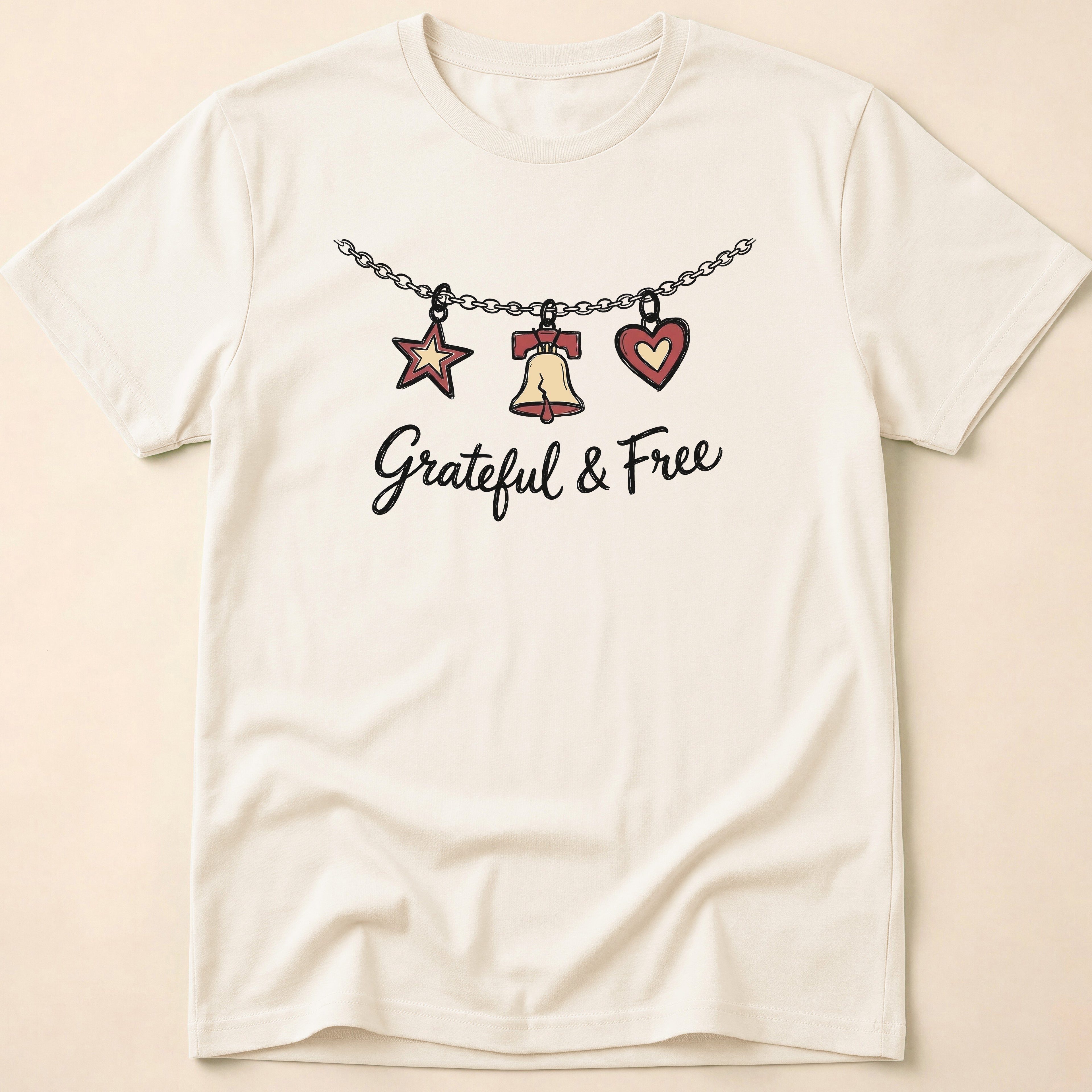 Grateful & Free Liberty Bell Charm Necklace T-Shirt