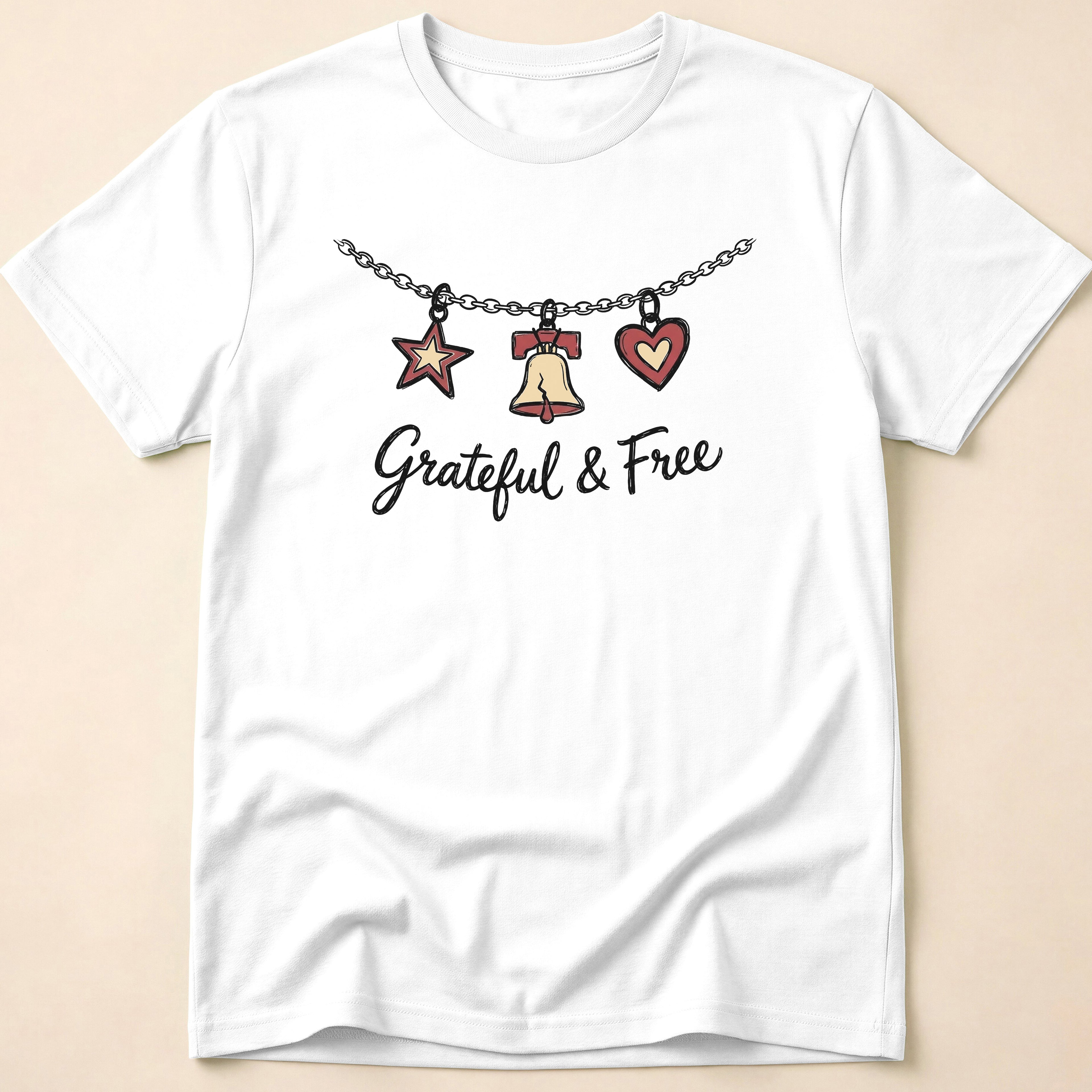 Grateful & Free Liberty Bell Charm Necklace T-Shirt
