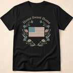 Vintage Floral Home Sweet Home Flag T-Shirt