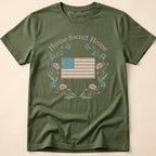 Vintage Floral Home Sweet Home Flag T-Shirt
