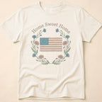 Vintage Floral Home Sweet Home Flag T-Shirt