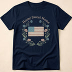 Vintage Floral Home Sweet Home Flag T-Shirt