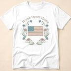 Vintage Floral Home Sweet Home Flag T-Shirt