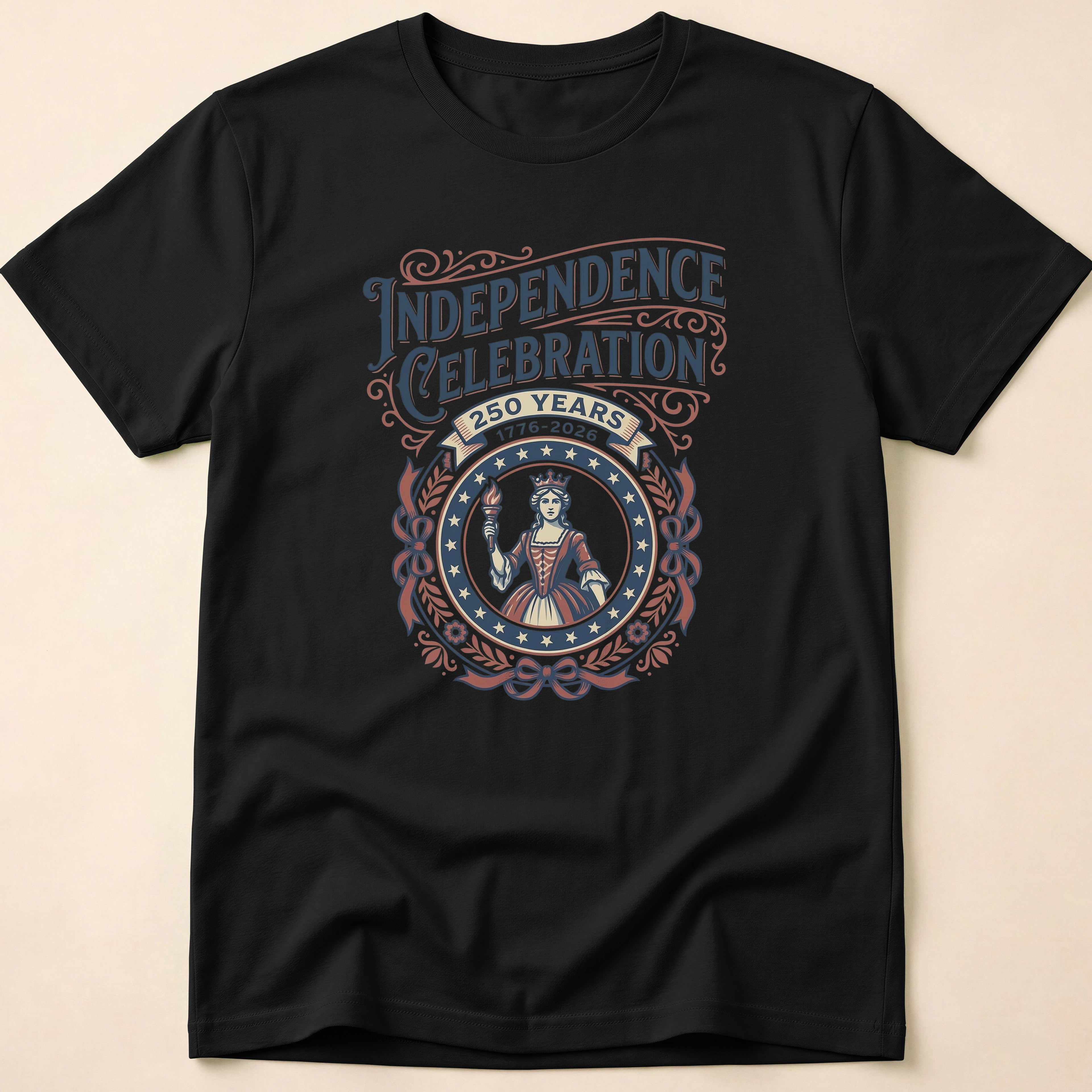 Retro 250 Years Independence Celebration Torch T-Shirt