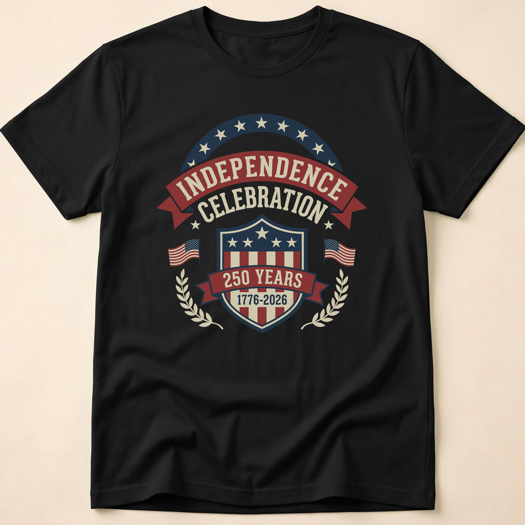 Retro Shield 250 Years Independence Celebration T-Shirt
