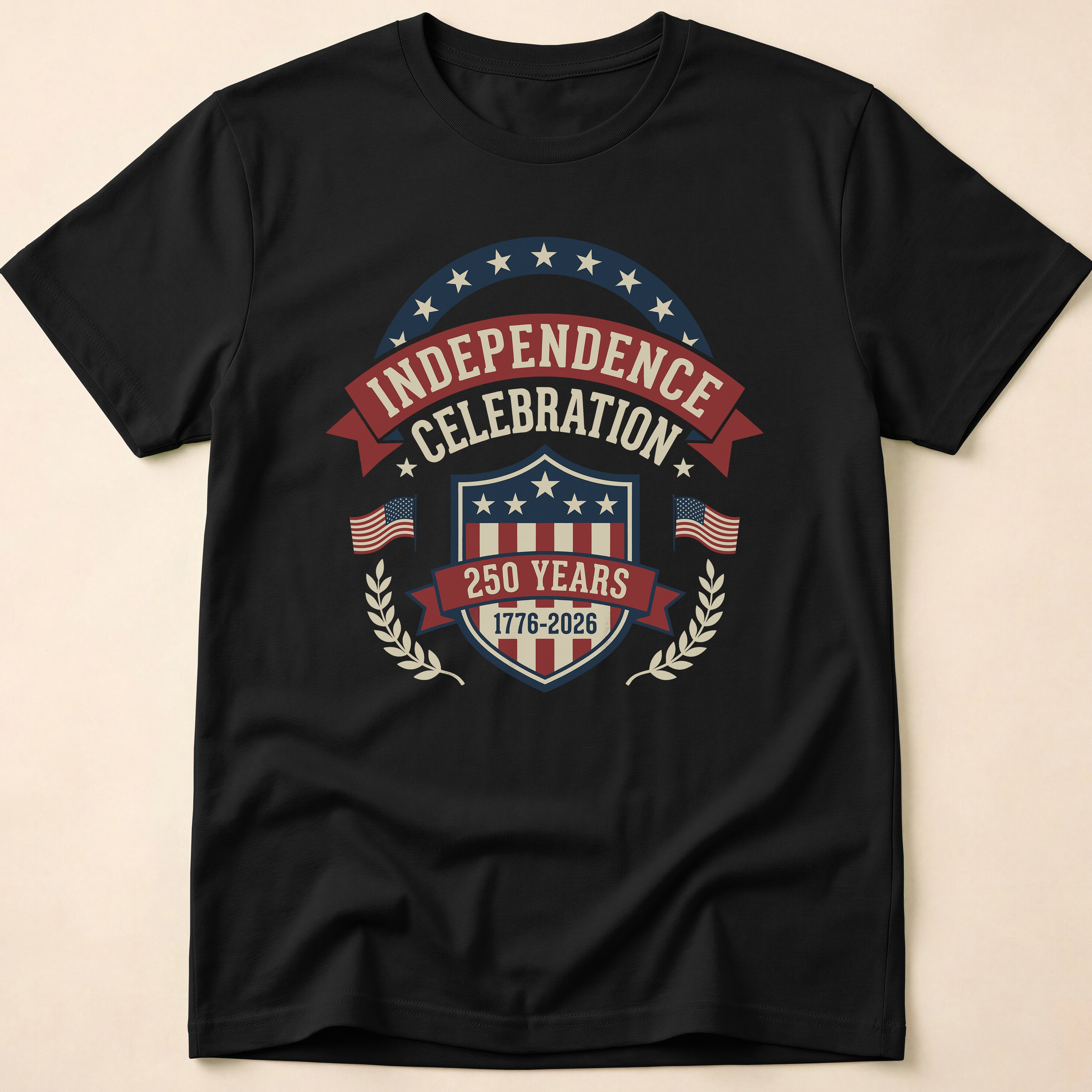Retro Shield 250 Years Independence Celebration T-Shirt