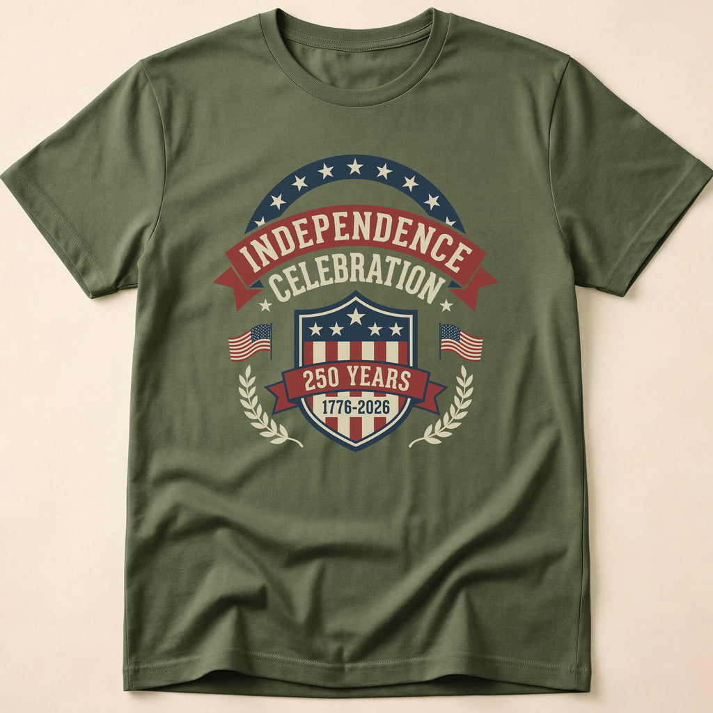 Retro Shield 250 Years Independence Celebration T-Shirt