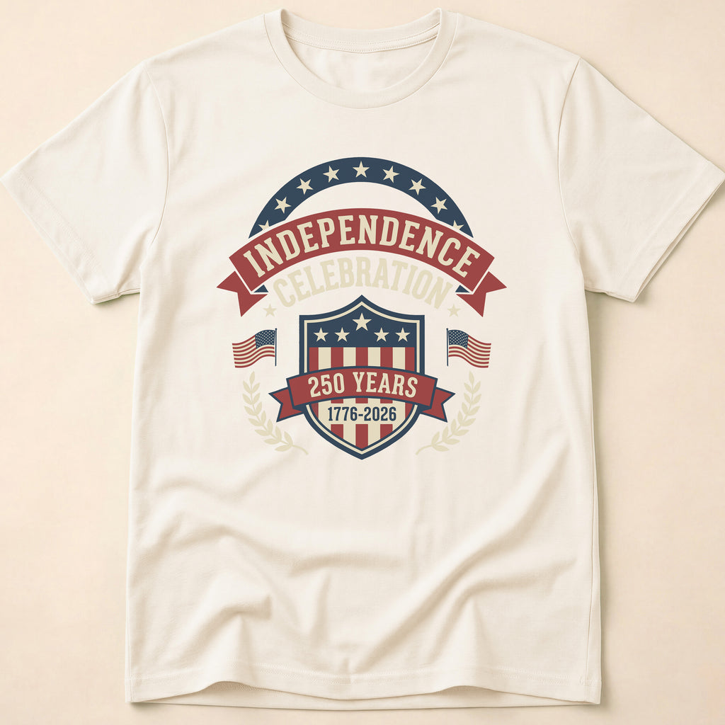 Retro Shield 250 Years Independence Celebration T-Shirt
