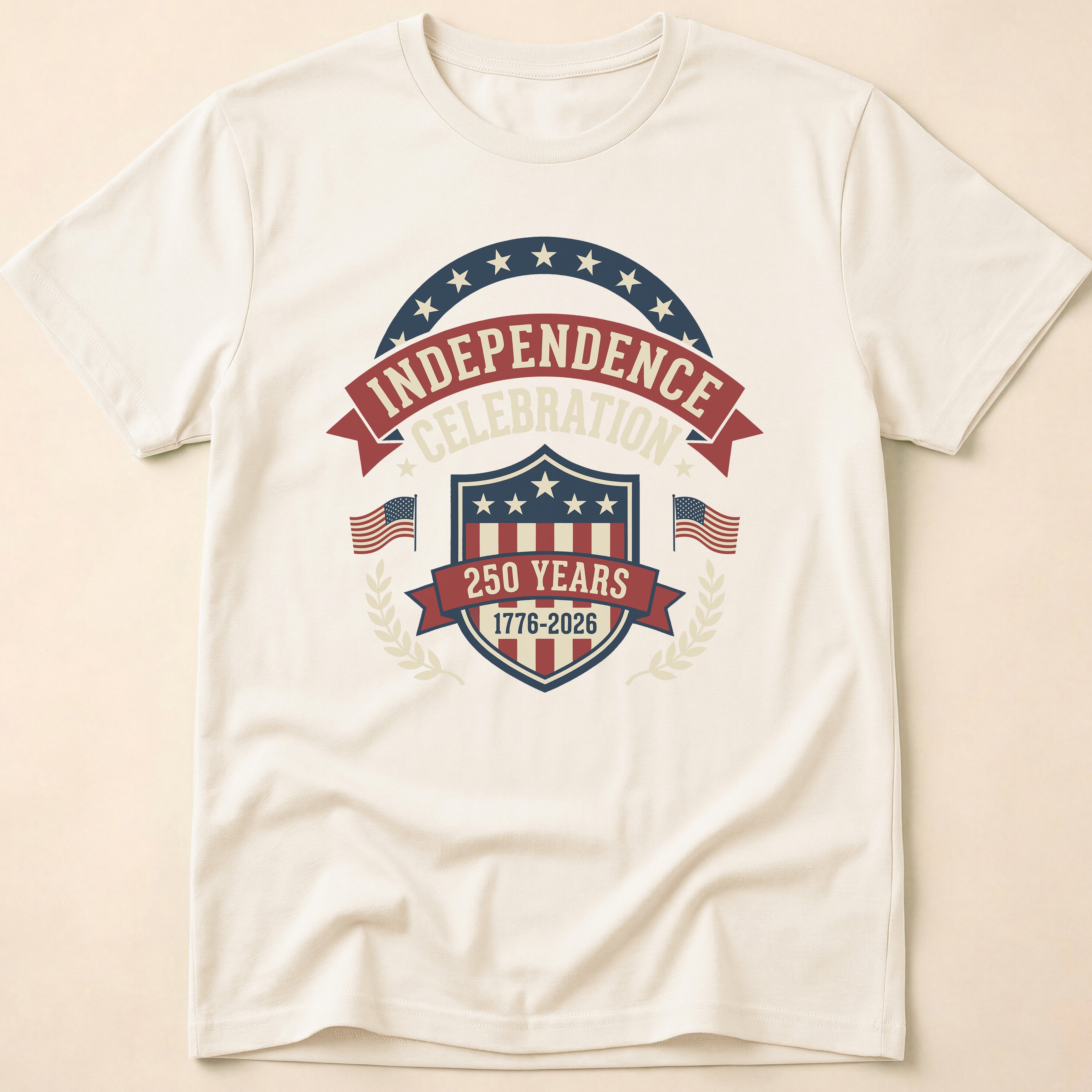 Retro Shield 250 Years Independence Celebration T-Shirt