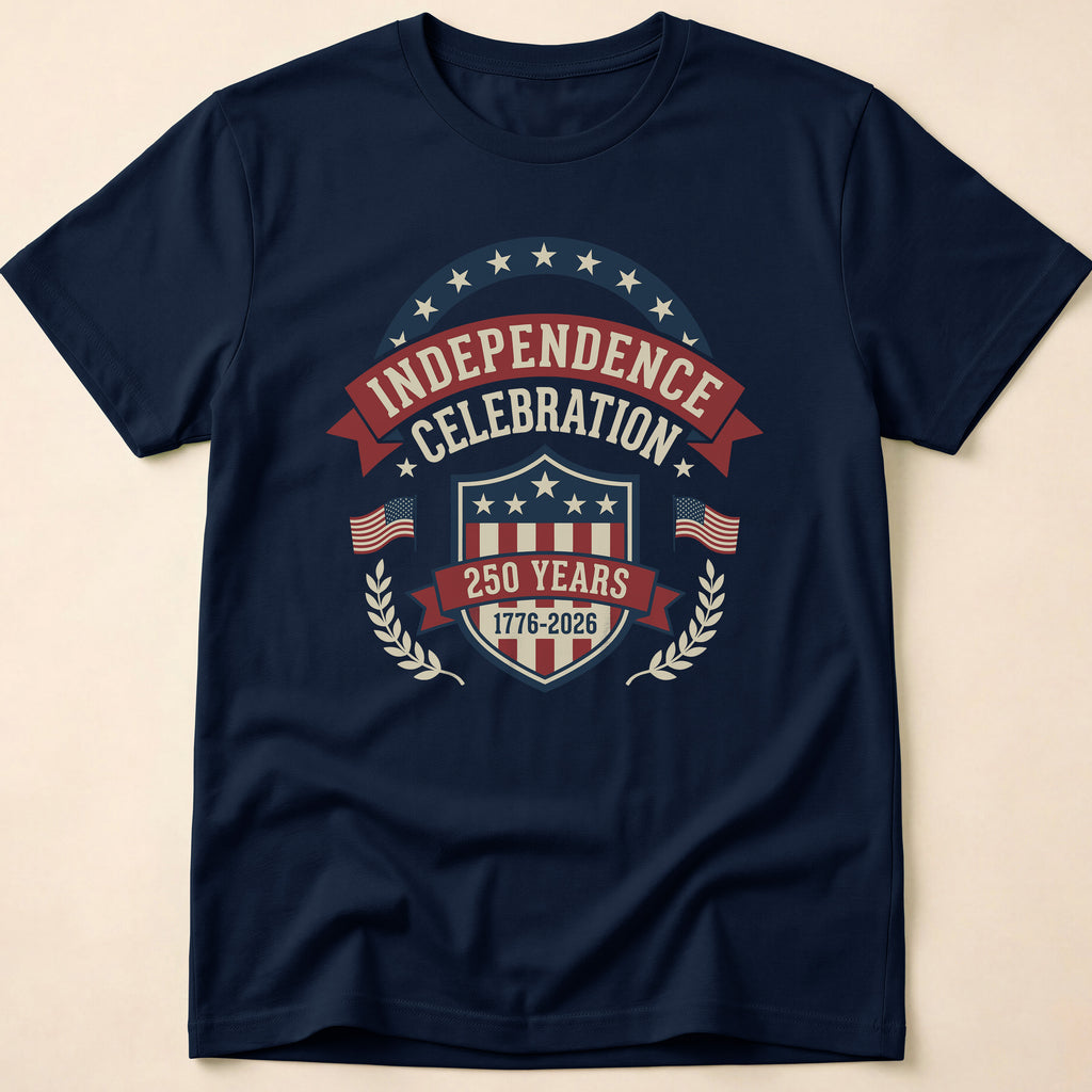Retro Shield 250 Years Independence Celebration T-Shirt