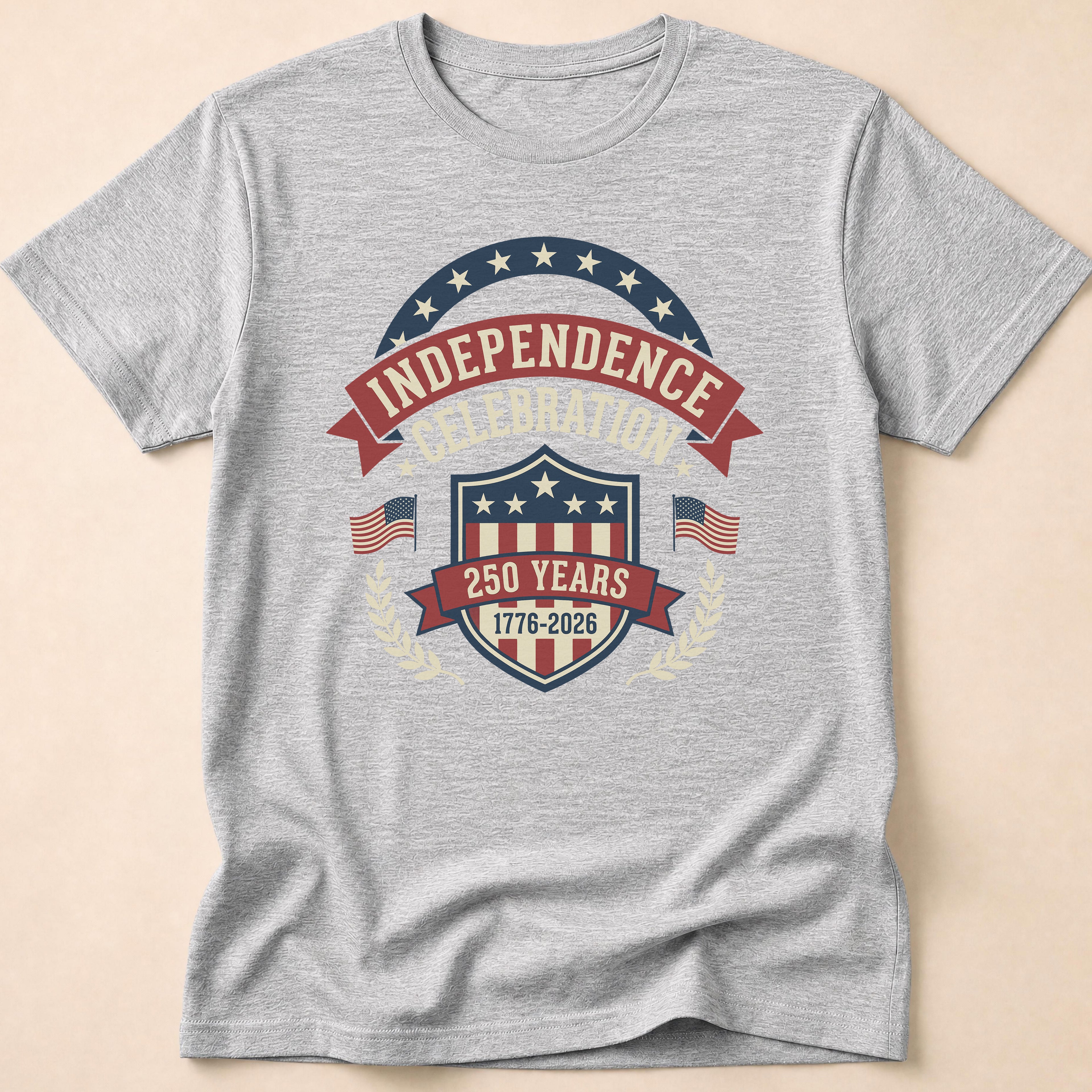 Retro Shield 250 Years Independence Celebration T-Shirt