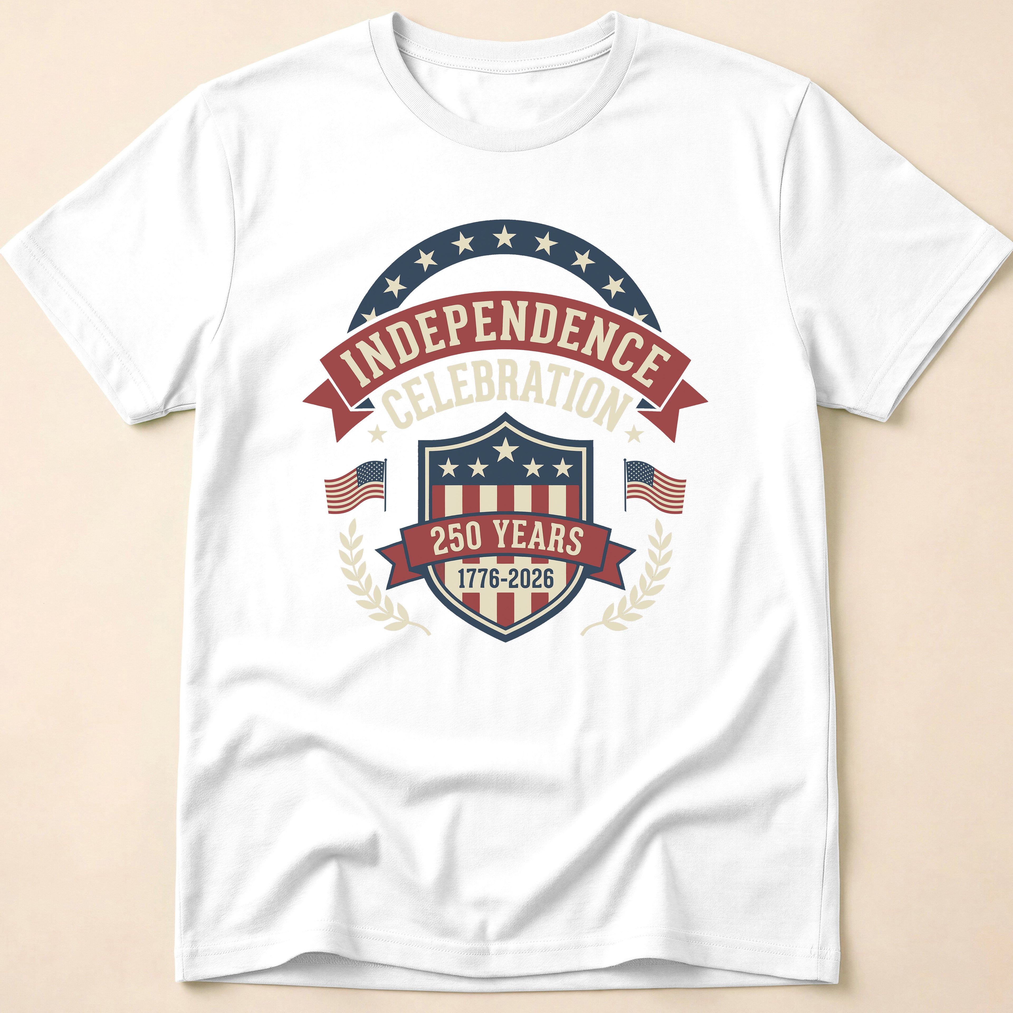Retro Shield 250 Years Independence Celebration T-Shirt