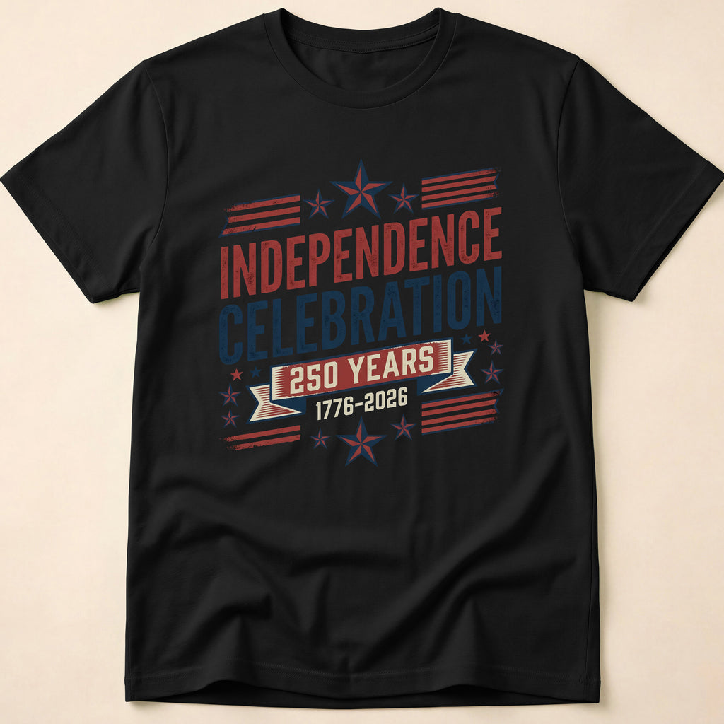 Retro Typography 250 Years Independence Celebration T-Shirt