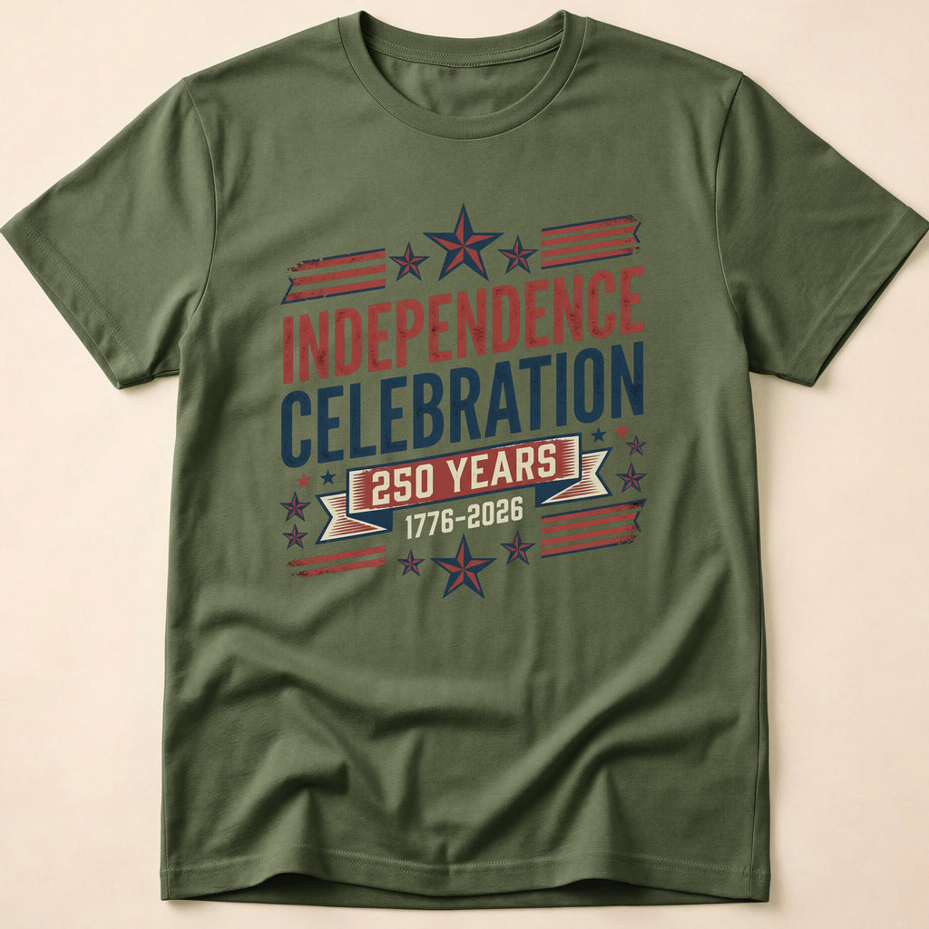 Retro Typography 250 Years Independence Celebration T-Shirt