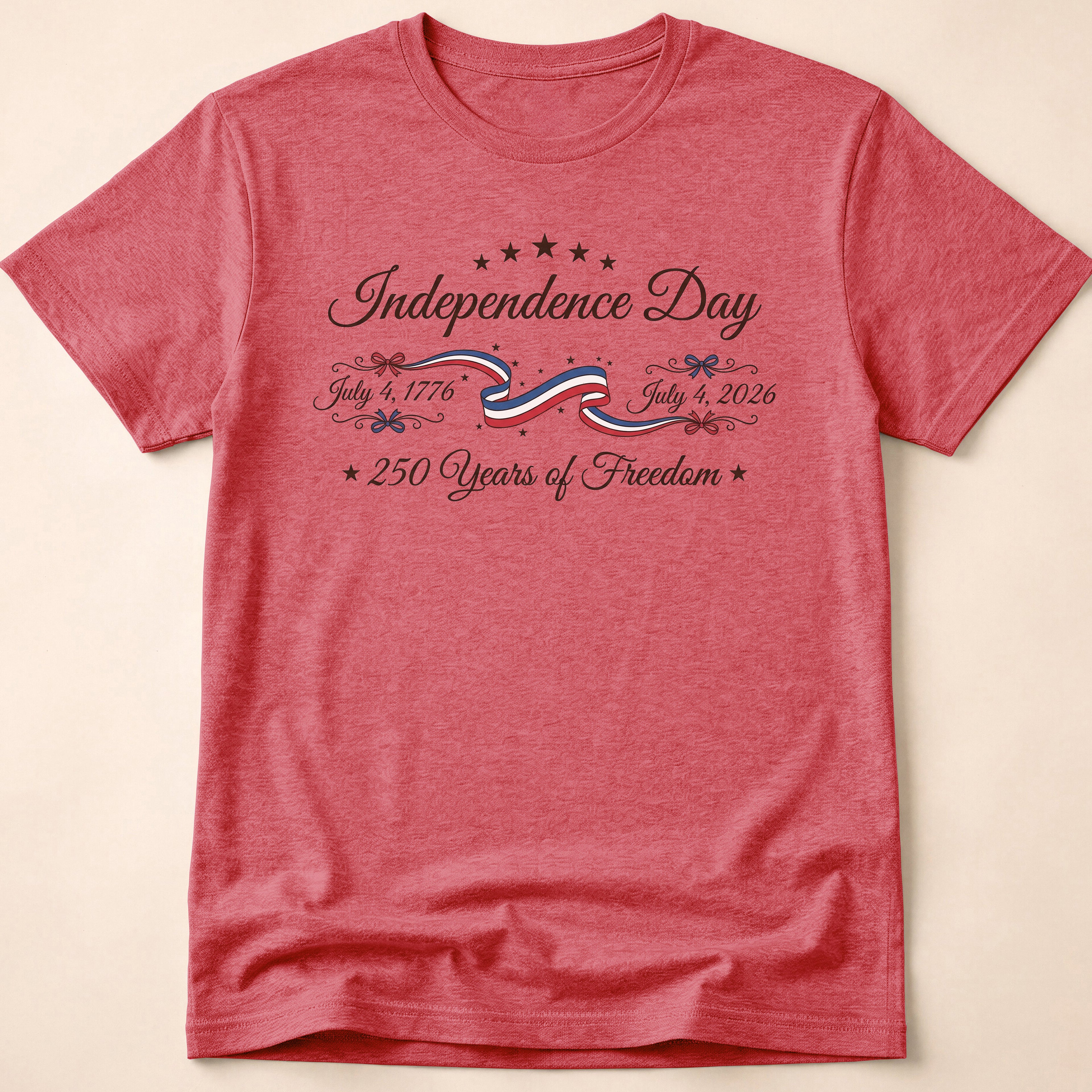 Elegant Independence Day 250 Years Of Freedom Ribbon T-Shirt