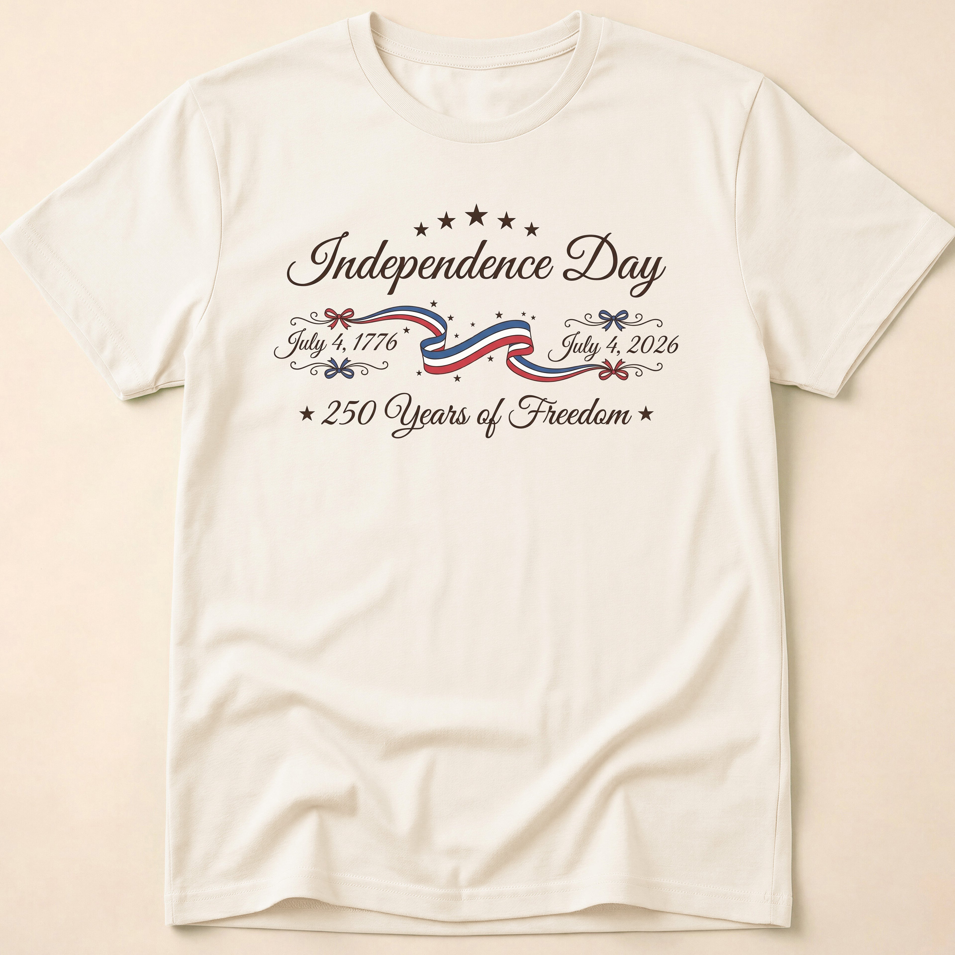 Elegant Independence Day 250 Years Of Freedom Ribbon T-Shirt
