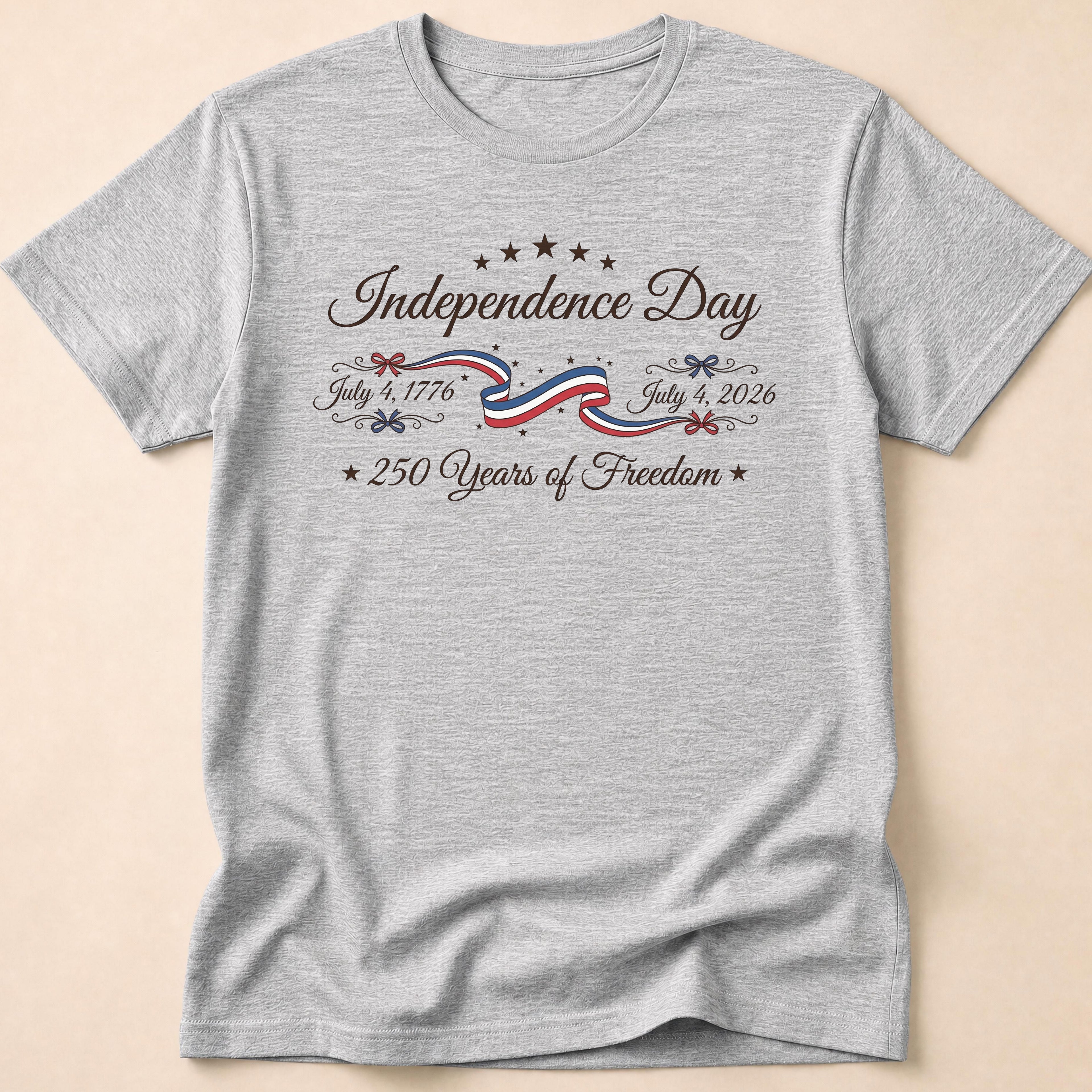 Elegant Independence Day 250 Years Of Freedom Ribbon T-Shirt