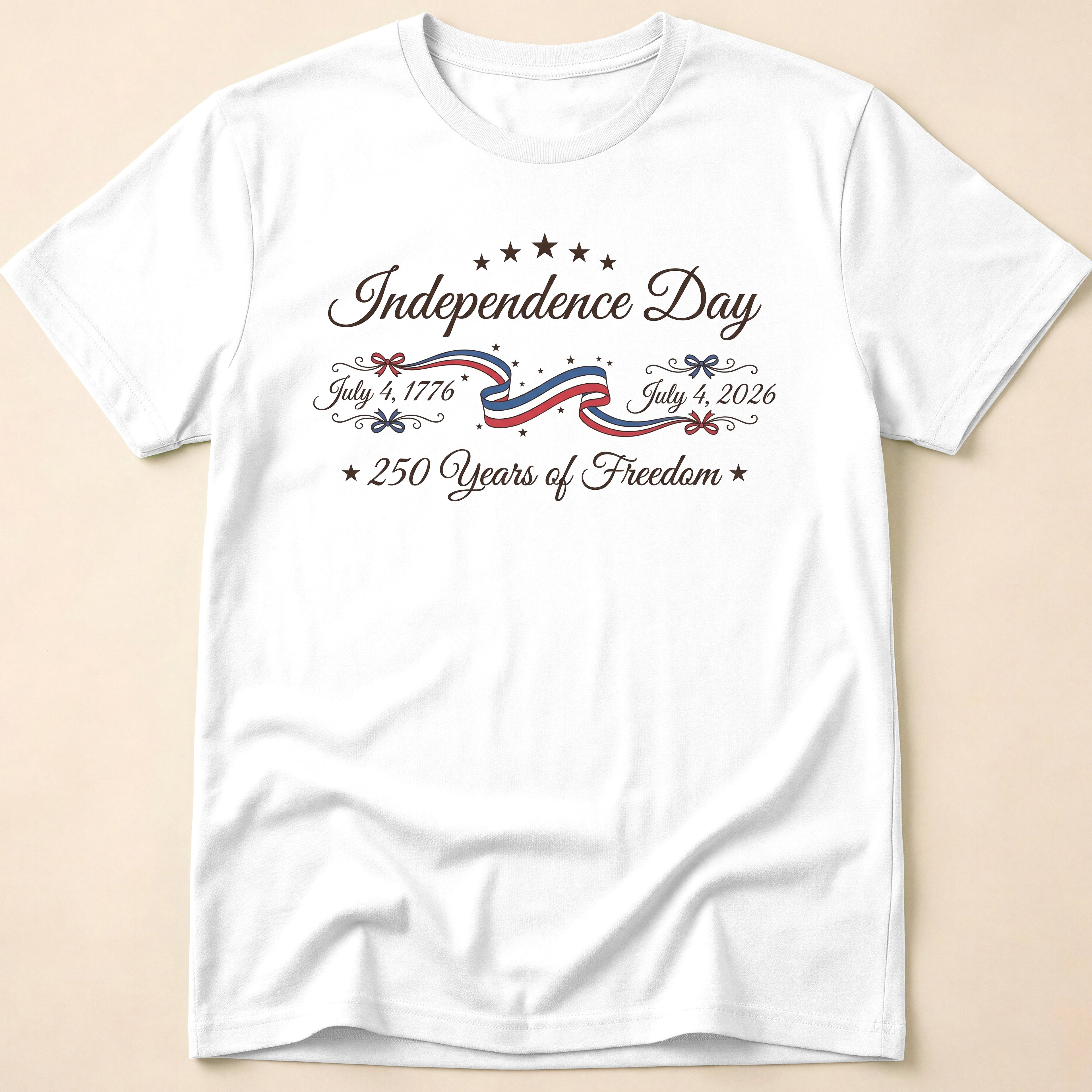 Elegant Independence Day 250 Years Of Freedom Ribbon T-Shirt