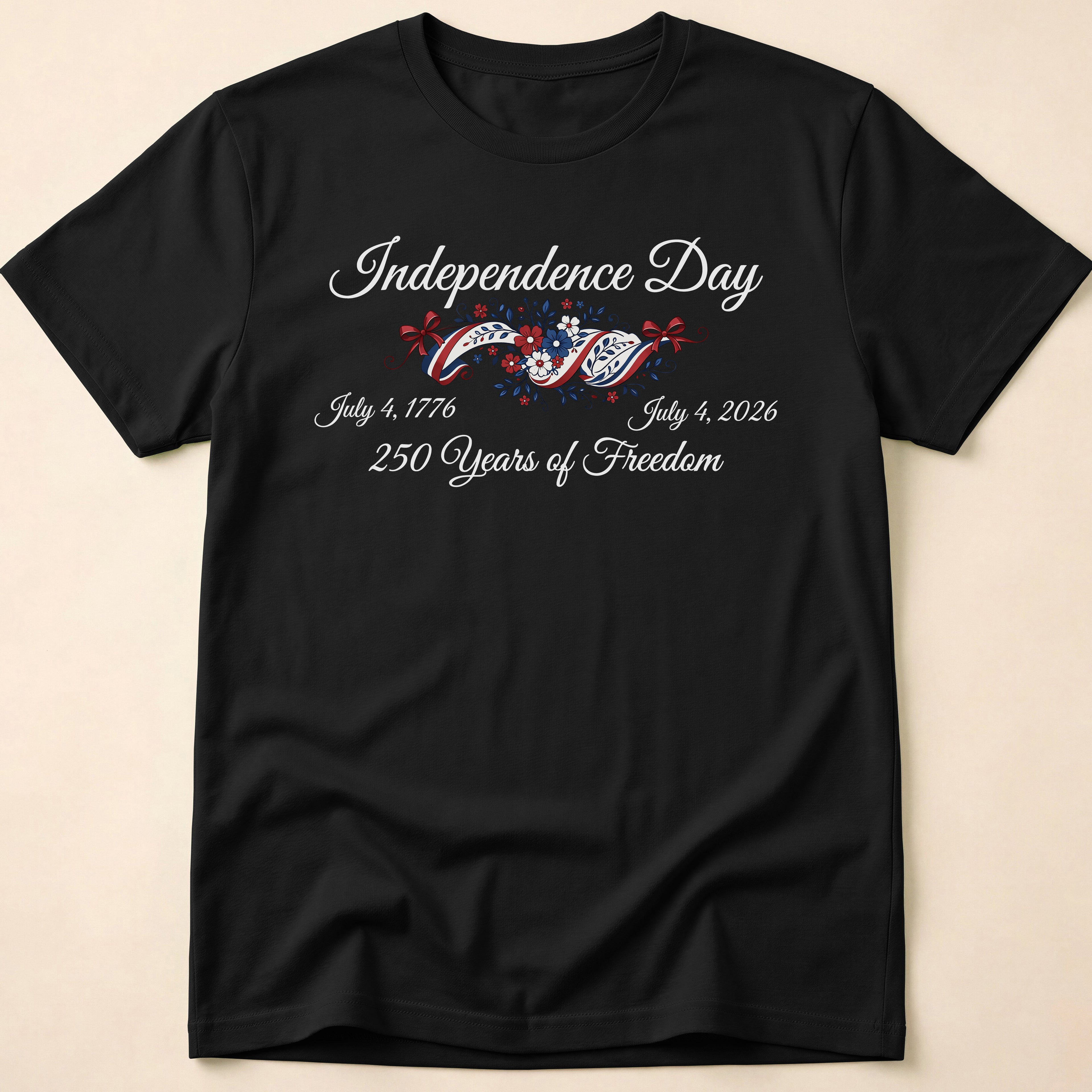 Independence Day 250 Years Of Freedom Floral T-Shirt