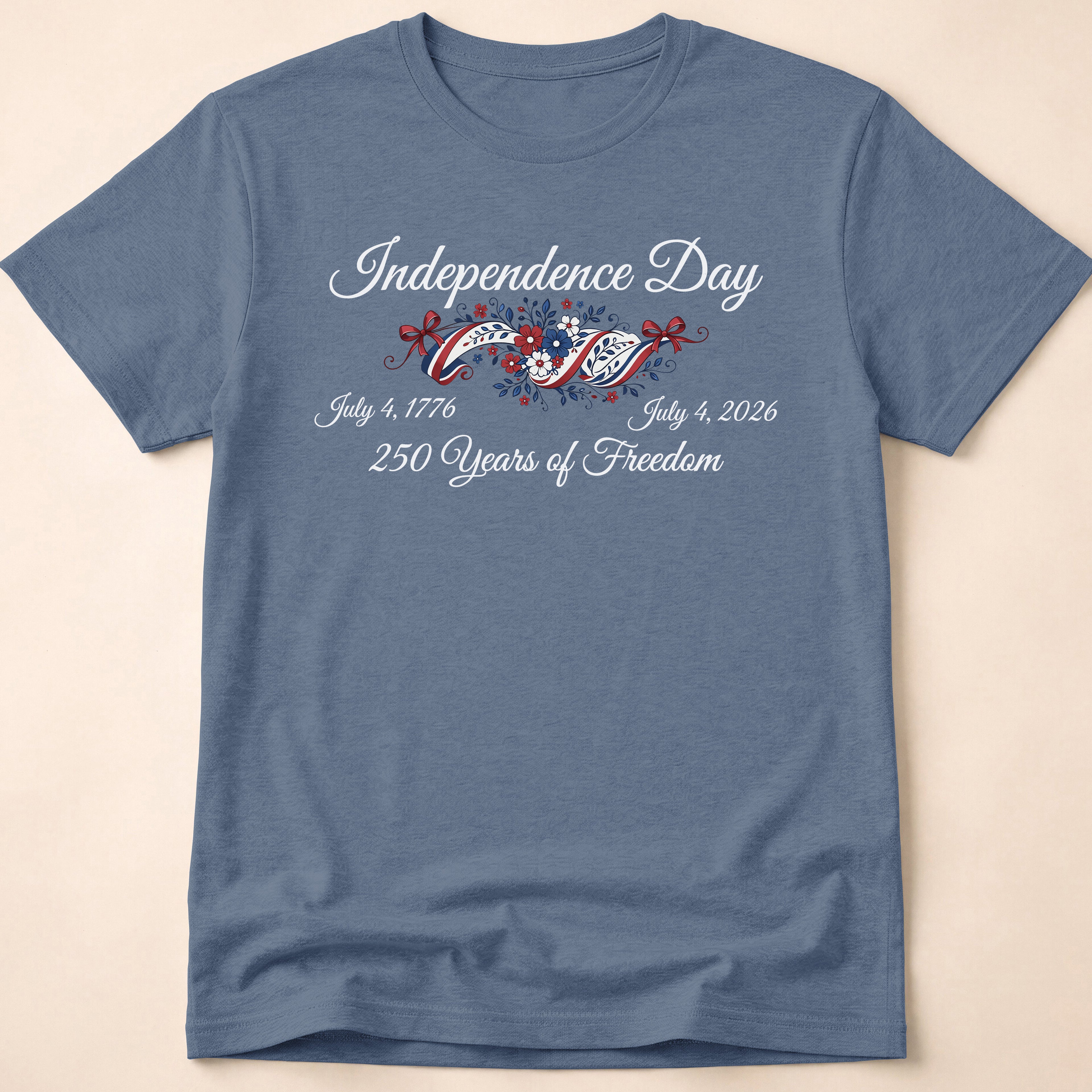 Independence Day 250 Years Of Freedom Floral T-Shirt