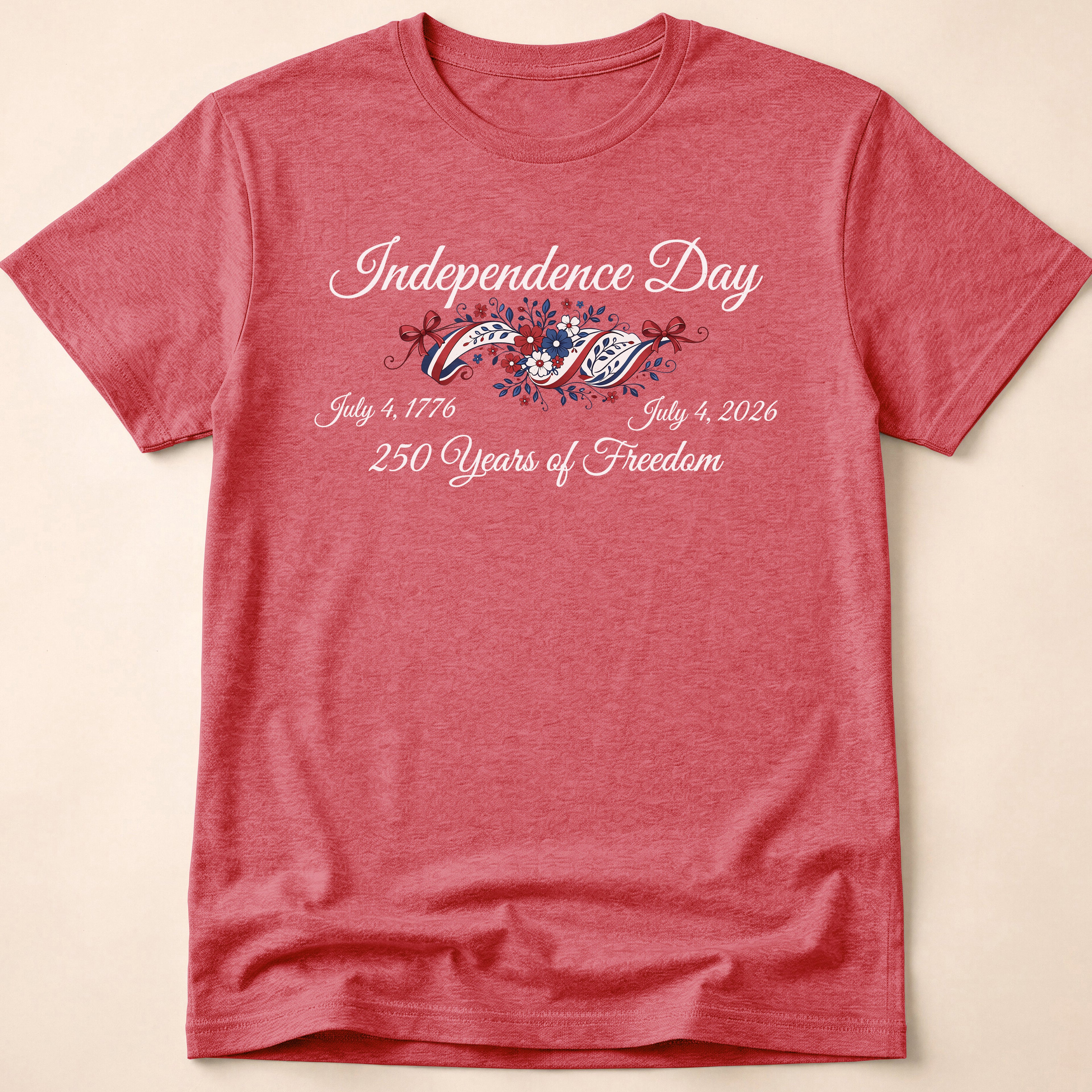 Independence Day 250 Years Of Freedom Floral T-Shirt