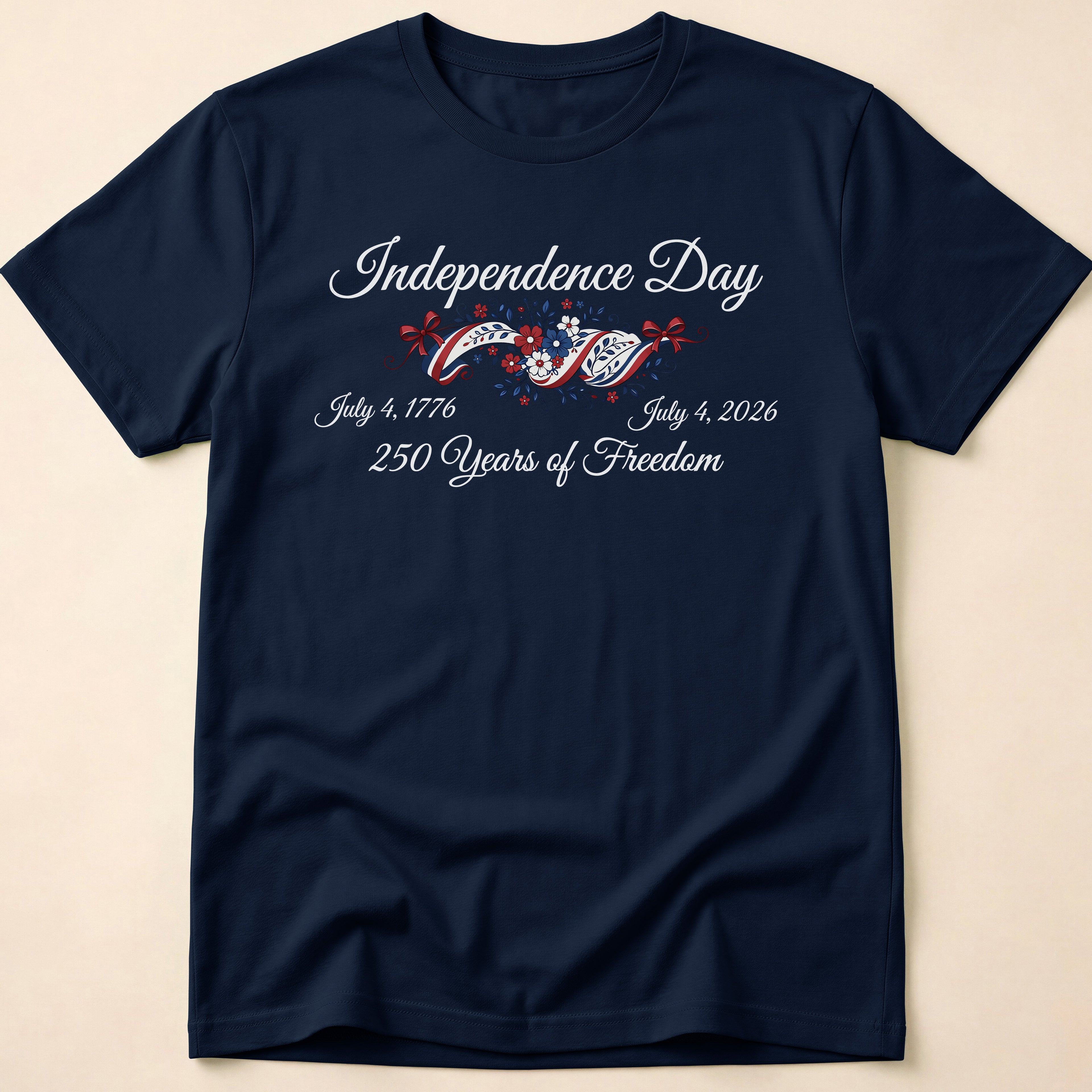 Independence Day 250 Years Of Freedom Floral T-Shirt