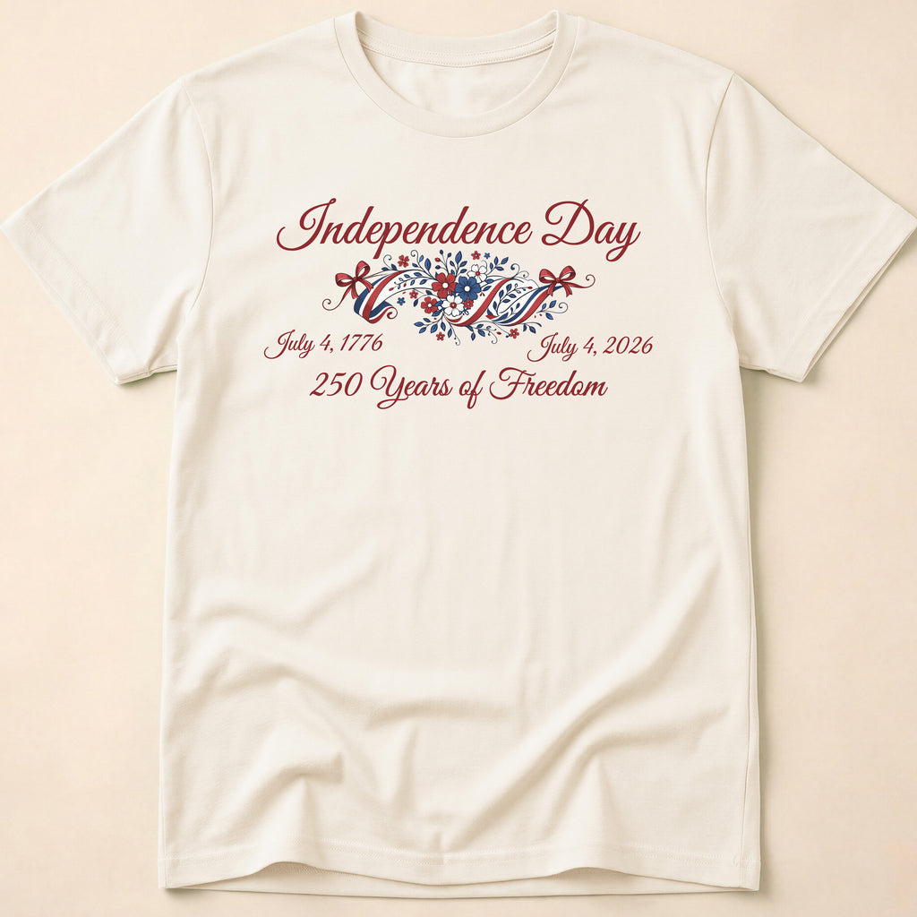 Independence Day 250 Years Of Freedom Floral T-Shirt
