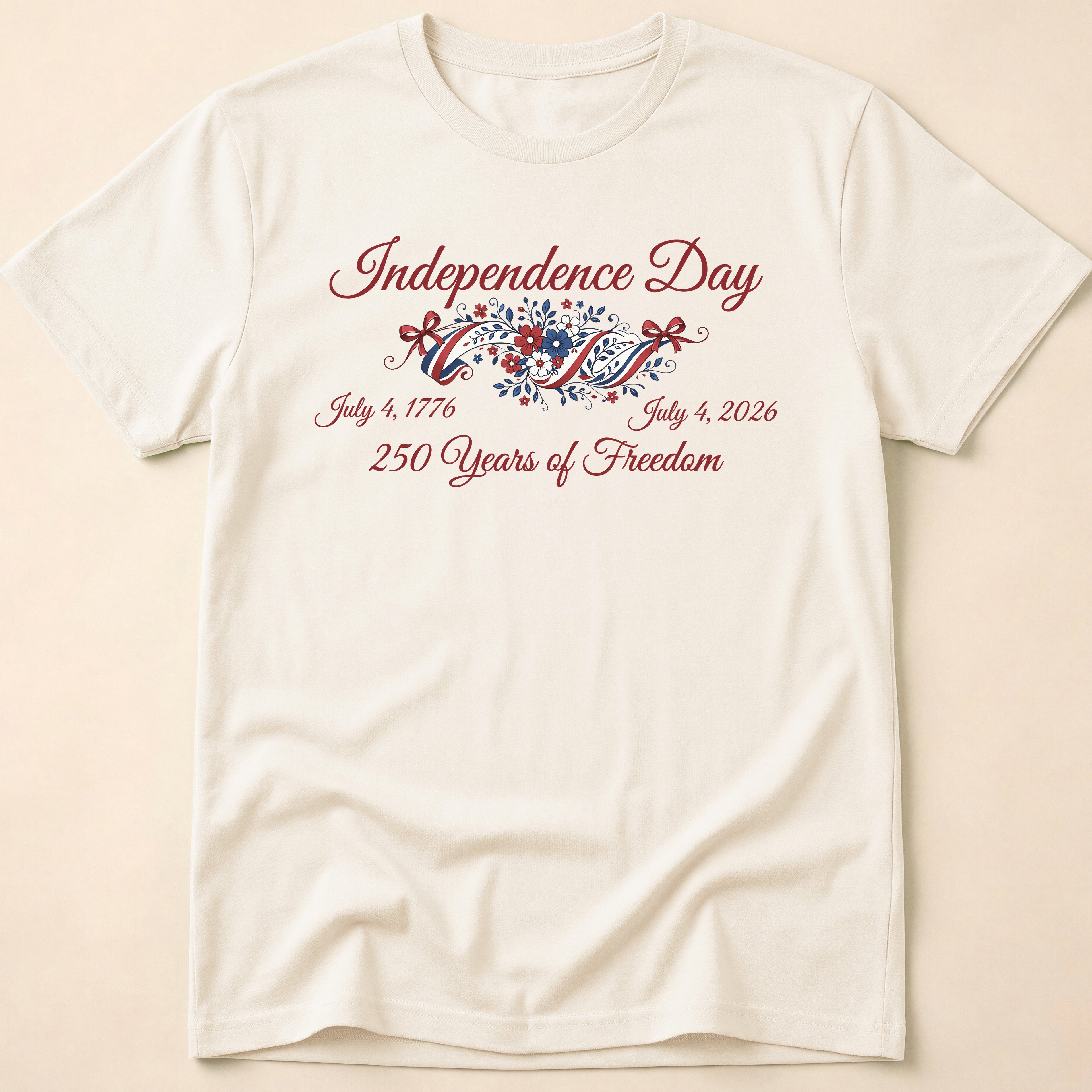 Independence Day 250 Years Of Freedom Floral T-Shirt