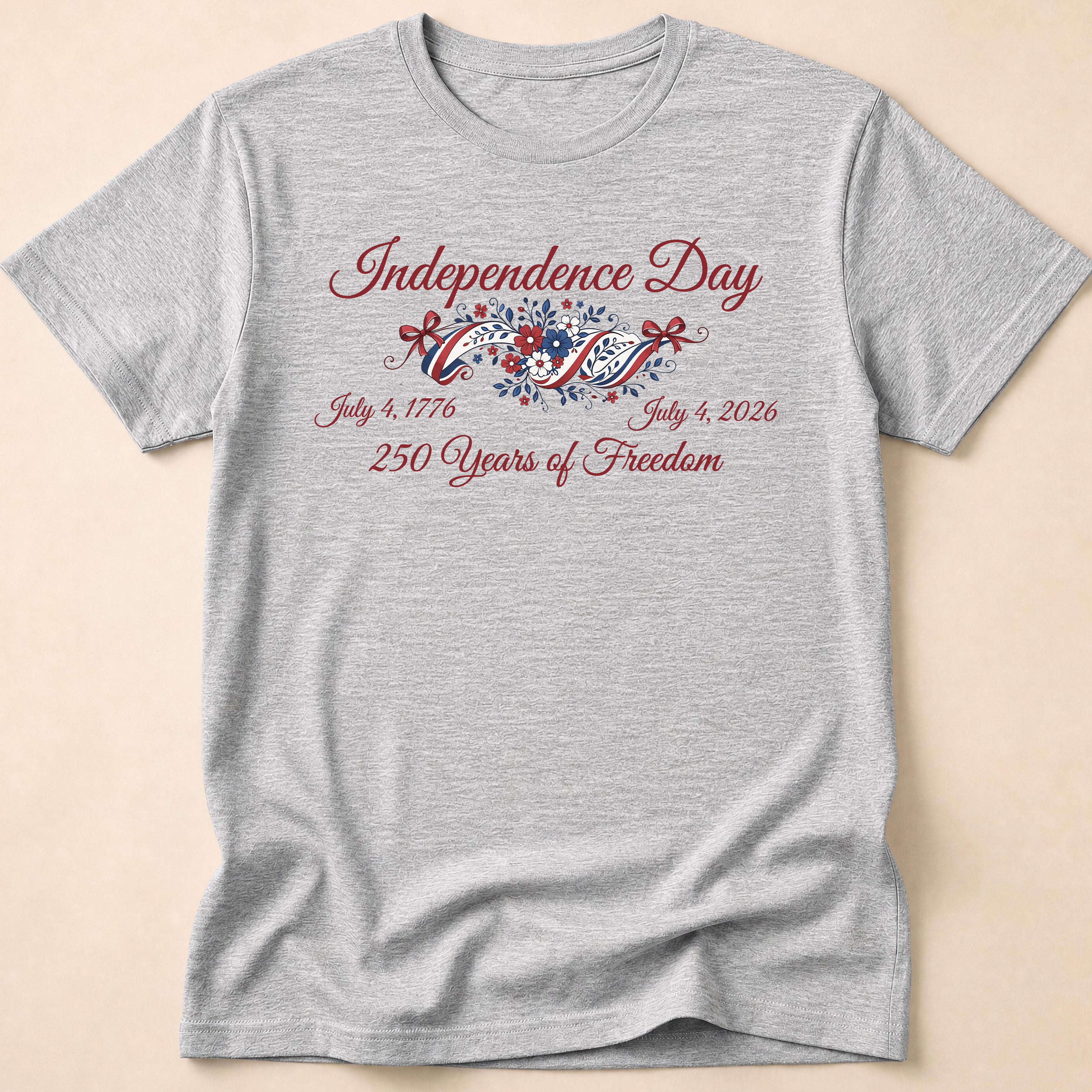 Independence Day 250 Years Of Freedom Floral T-Shirt