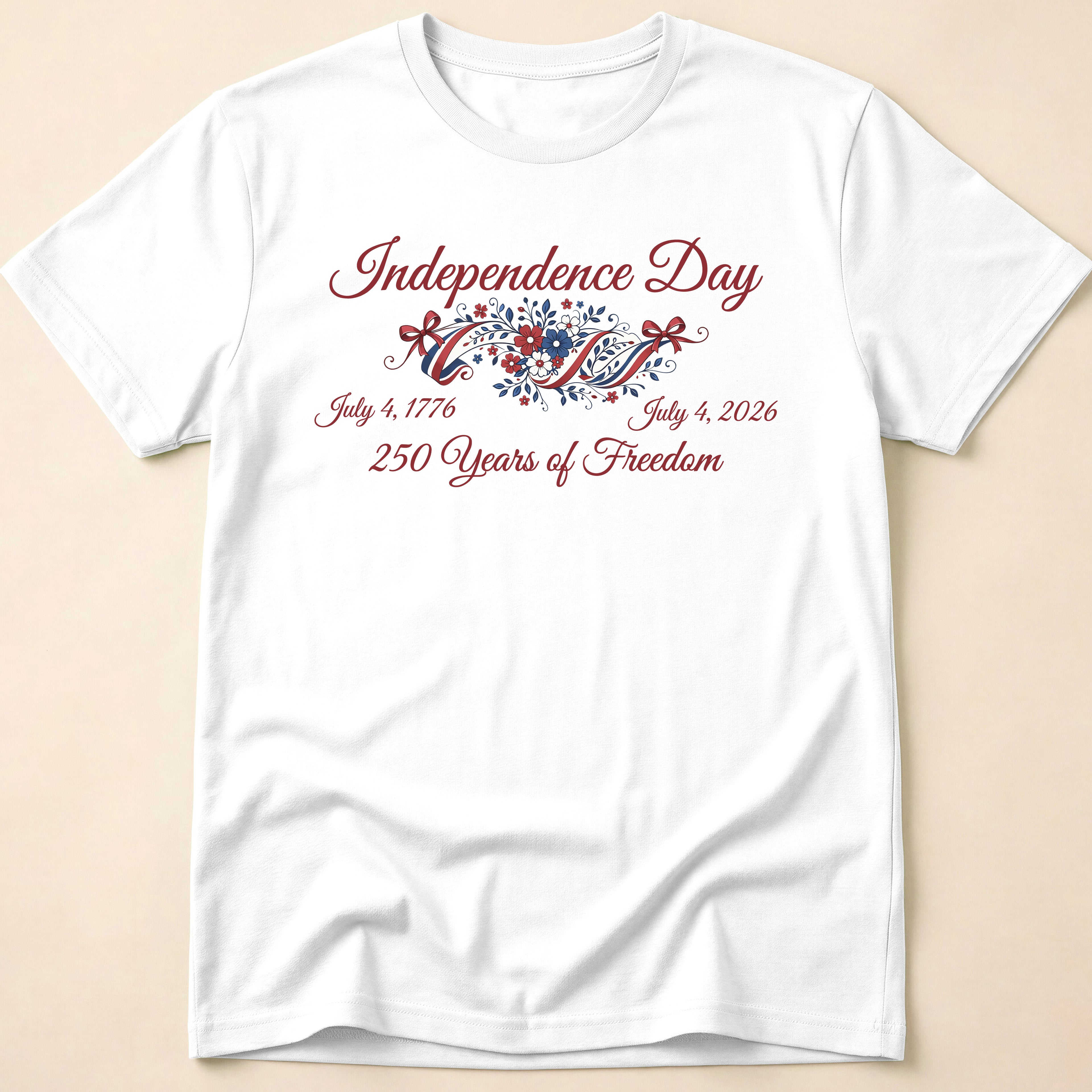 Independence Day 250 Years Of Freedom Floral T-Shirt