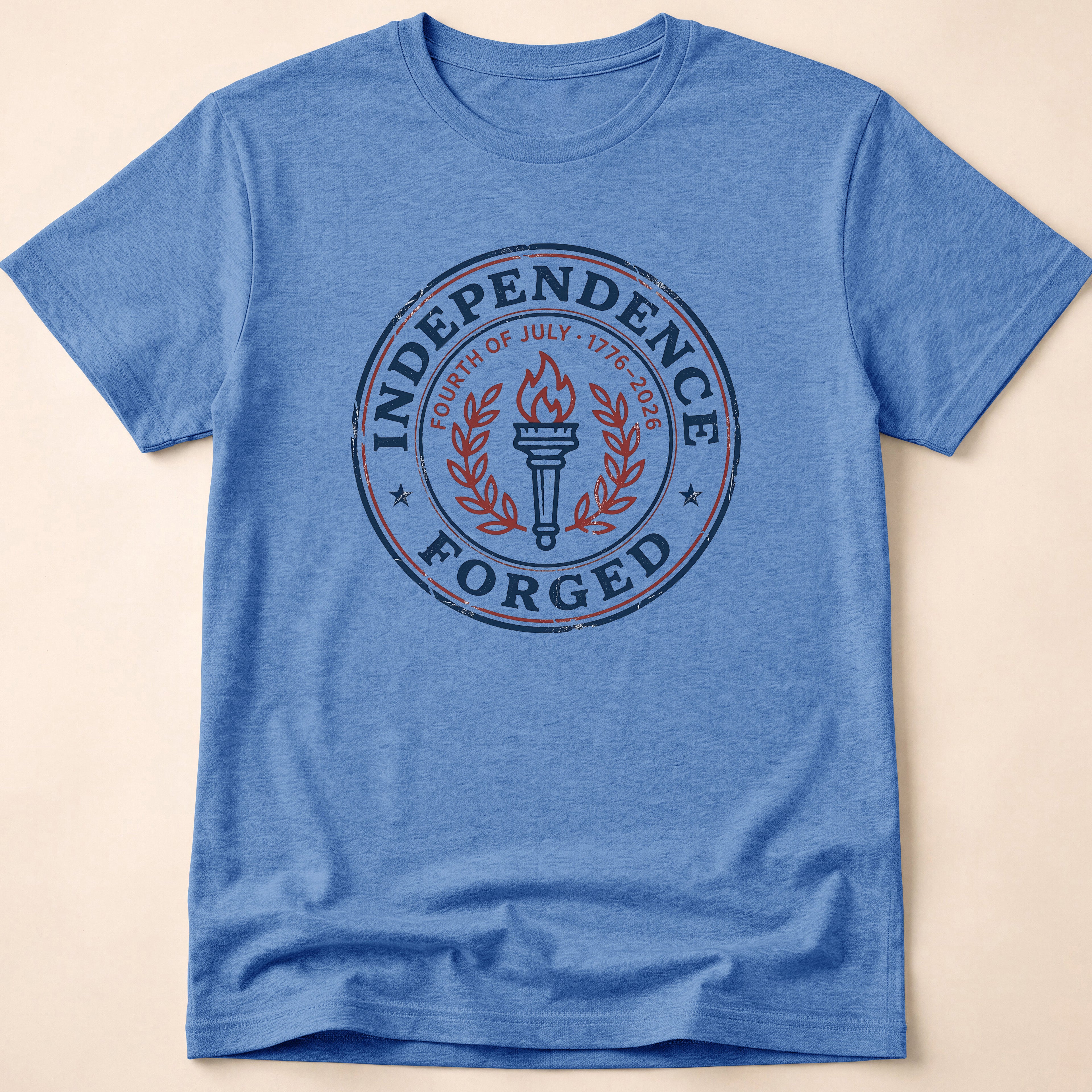 Independence Forged 250th Anniversary Retro Liberty Torch T-Shirt
