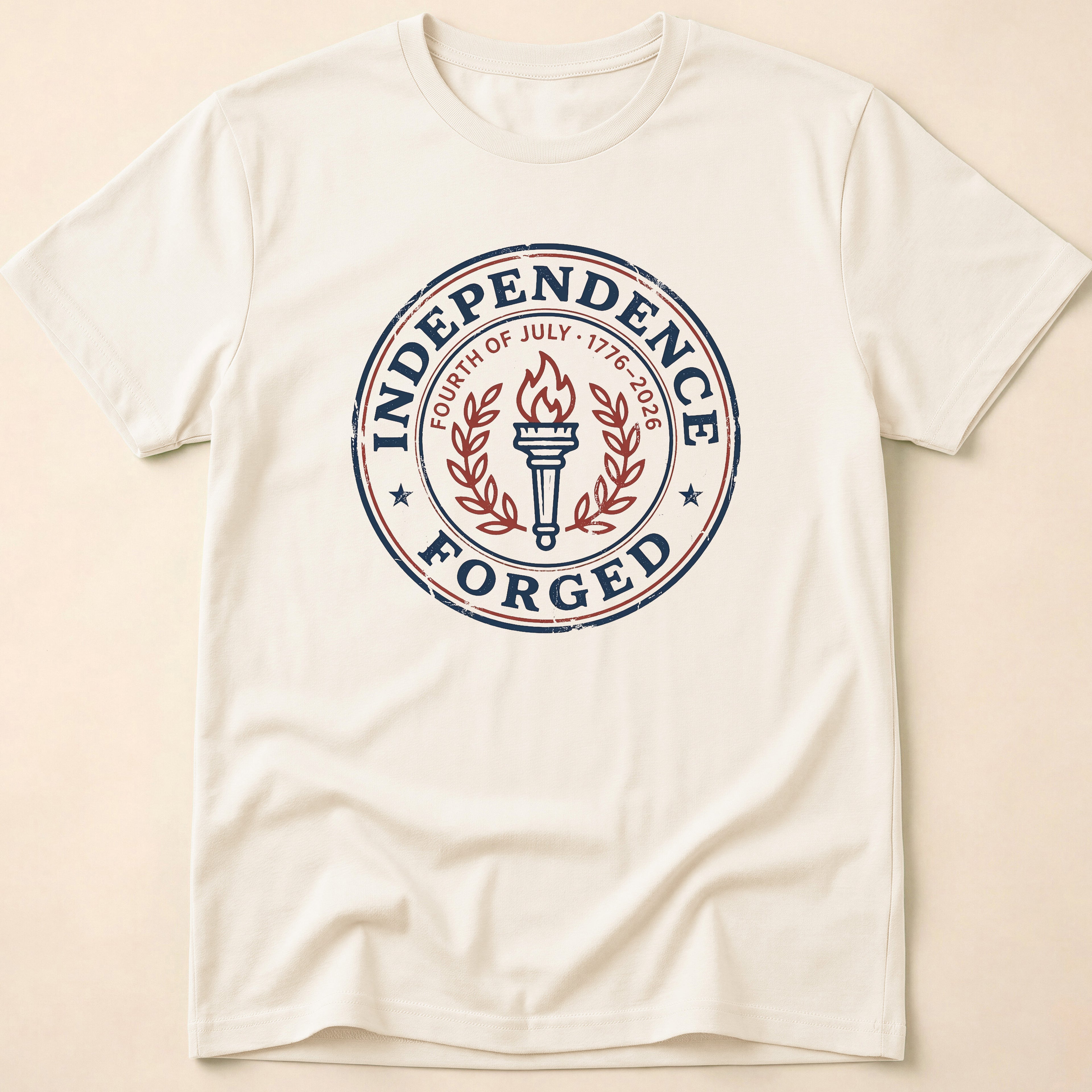 Independence Forged 250th Anniversary Retro Liberty Torch T-Shirt