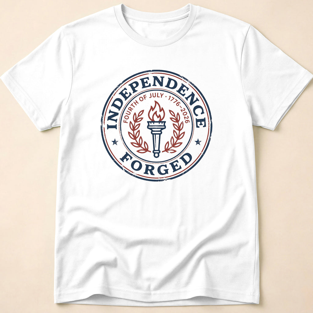 Independence Forged 250th Anniversary Retro Liberty Torch T-Shirt