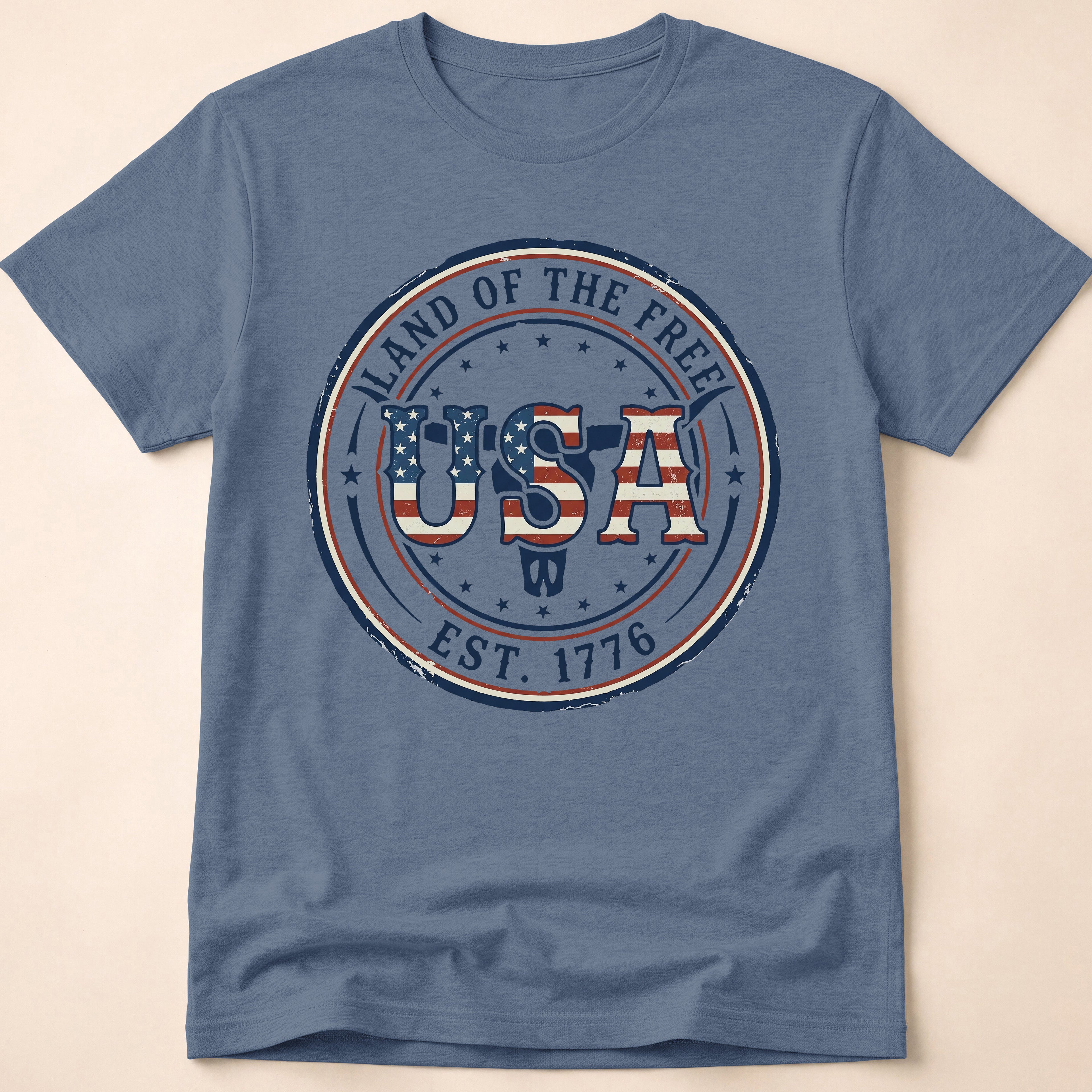 Western Longhorn Land Of The Free USA T-Shirt