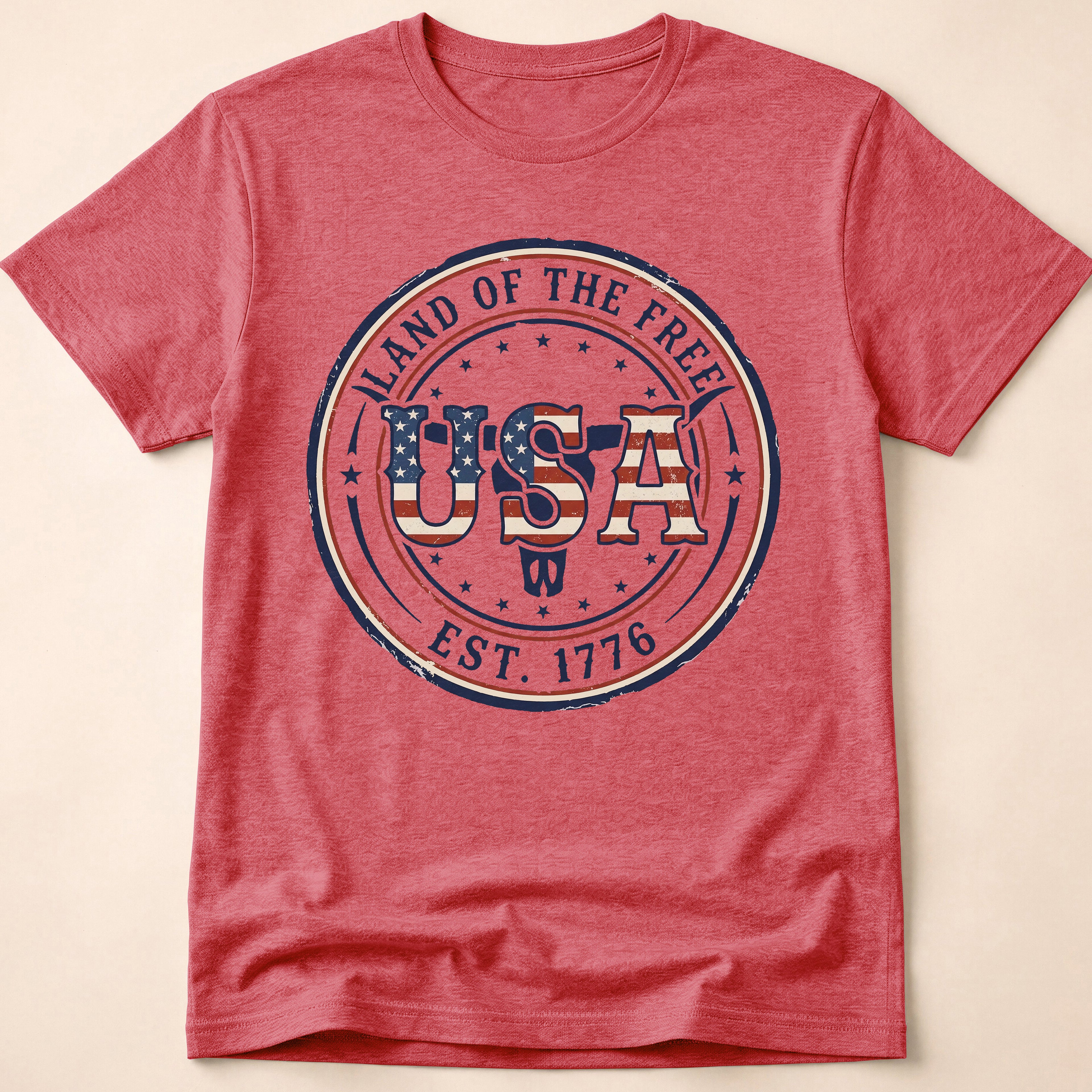 Western Longhorn Land Of The Free USA T-Shirt