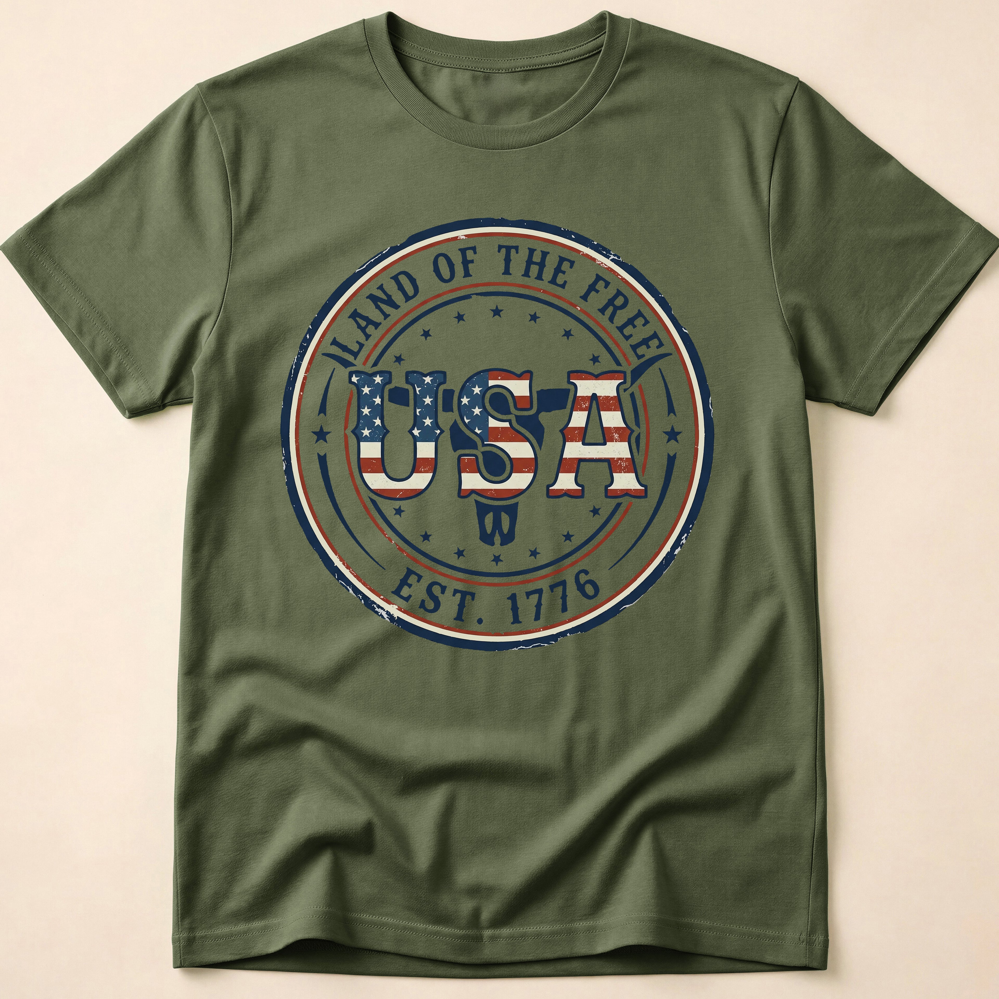 Western Longhorn Land Of The Free USA T-Shirt
