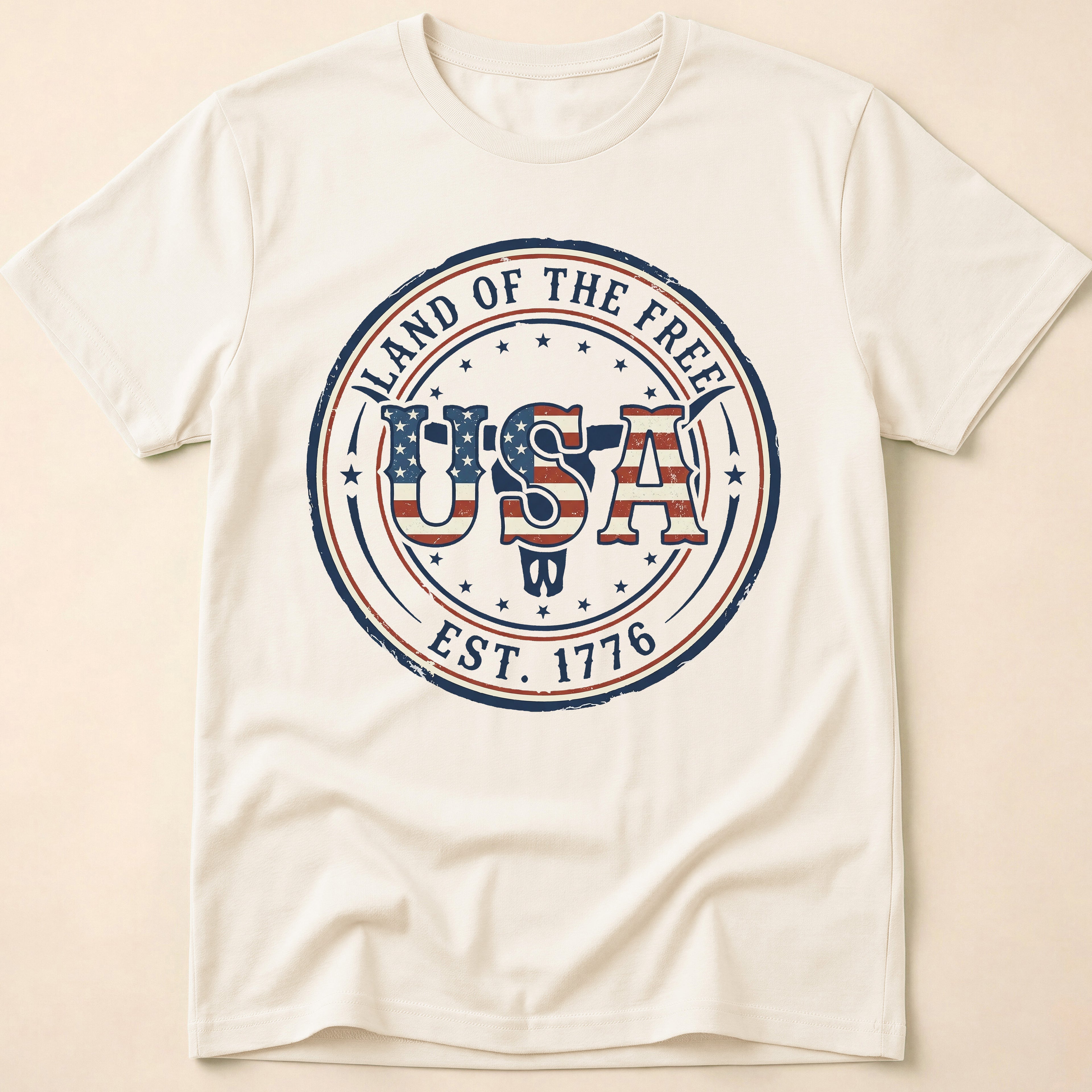 Western Longhorn Land Of The Free USA T-Shirt