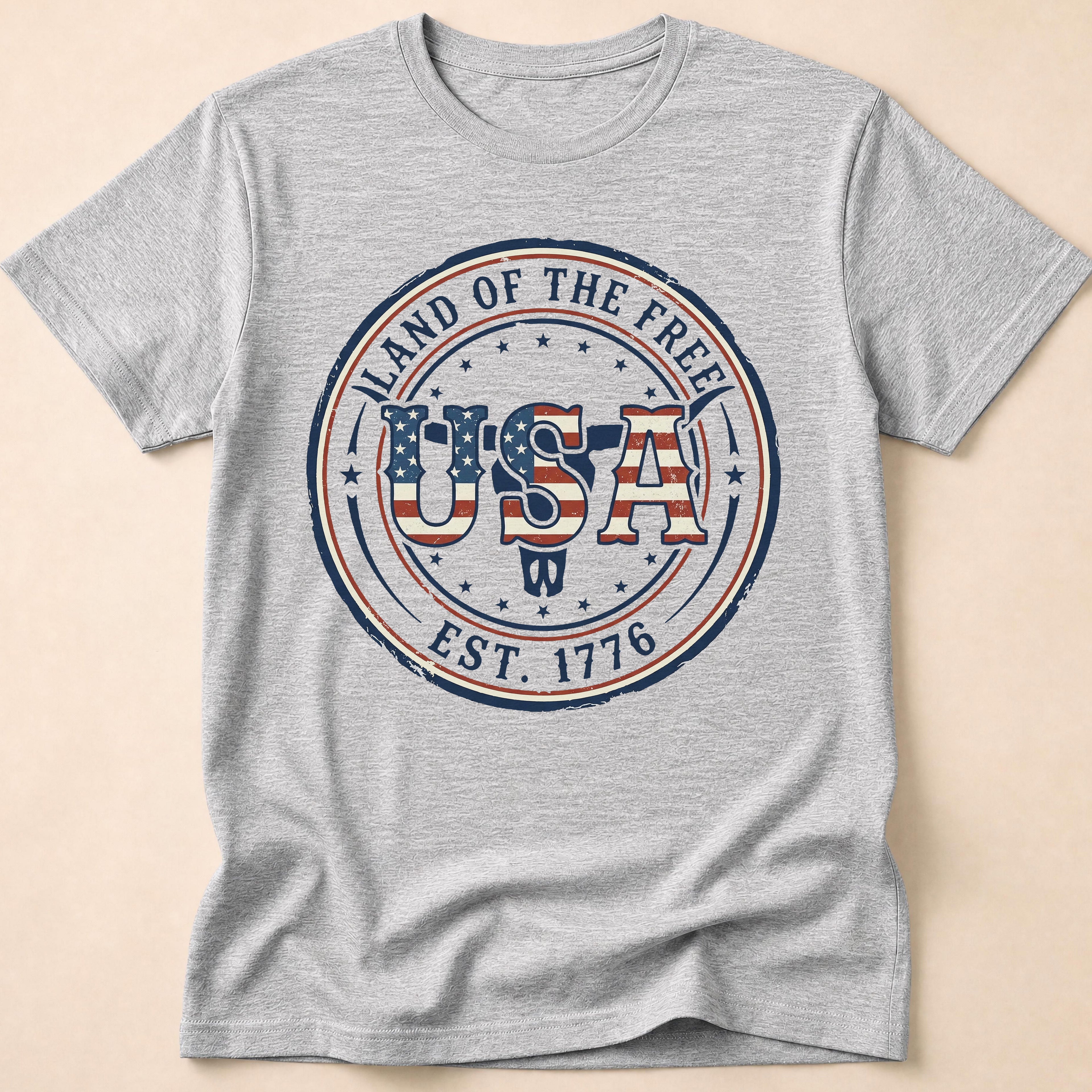 Western Longhorn Land Of The Free USA T-Shirt