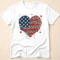 Distressed Leopard Print Heart USA Flag T-Shirt