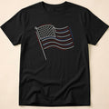Minimalist Sketched Line Art American Flag T-Shirt