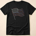 Minimalist Sketched Line Art American Flag T-Shirt
