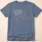 Minimalist Sketched Line Art American Flag T-Shirt