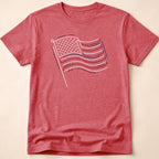 Minimalist Sketched Line Art American Flag T-Shirt